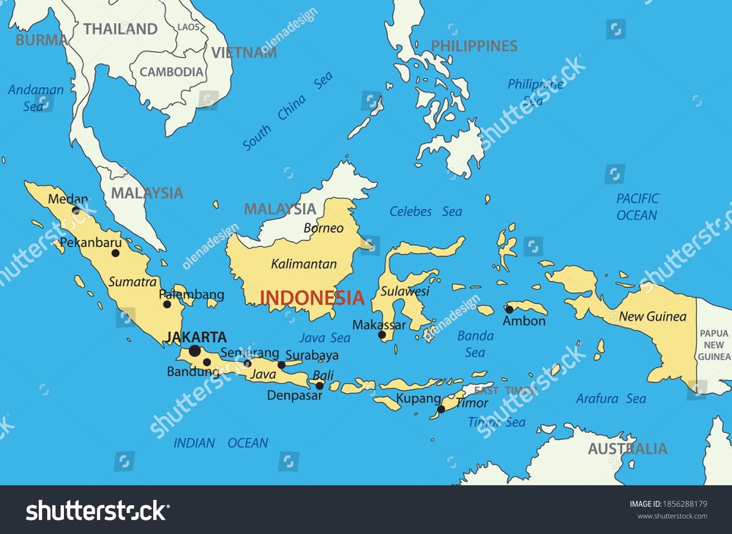 Republic of Indonesia - vector map - Royalty Free Stock Vector ...