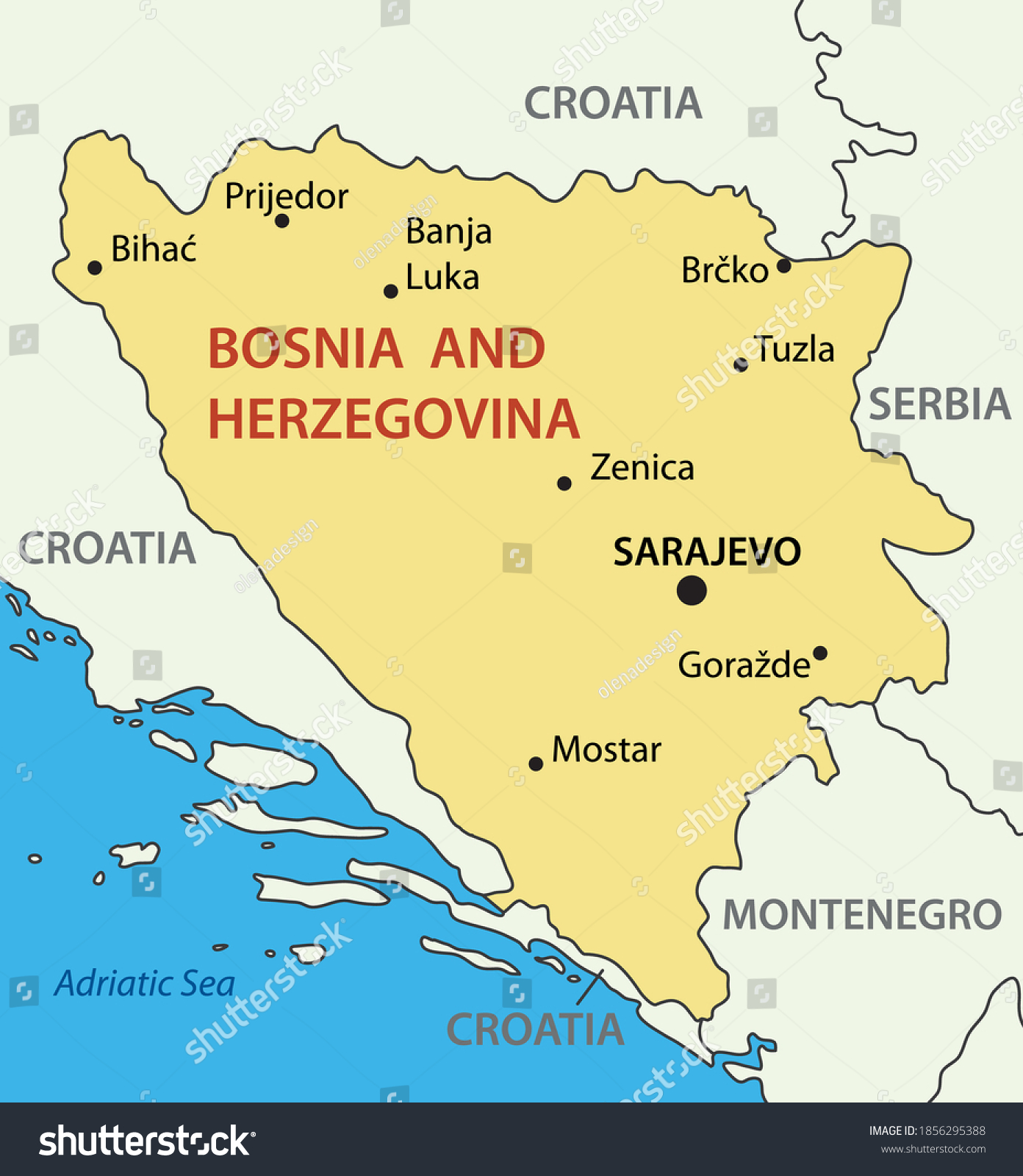 Bosnia and Herzegovina - vector map #1856295388