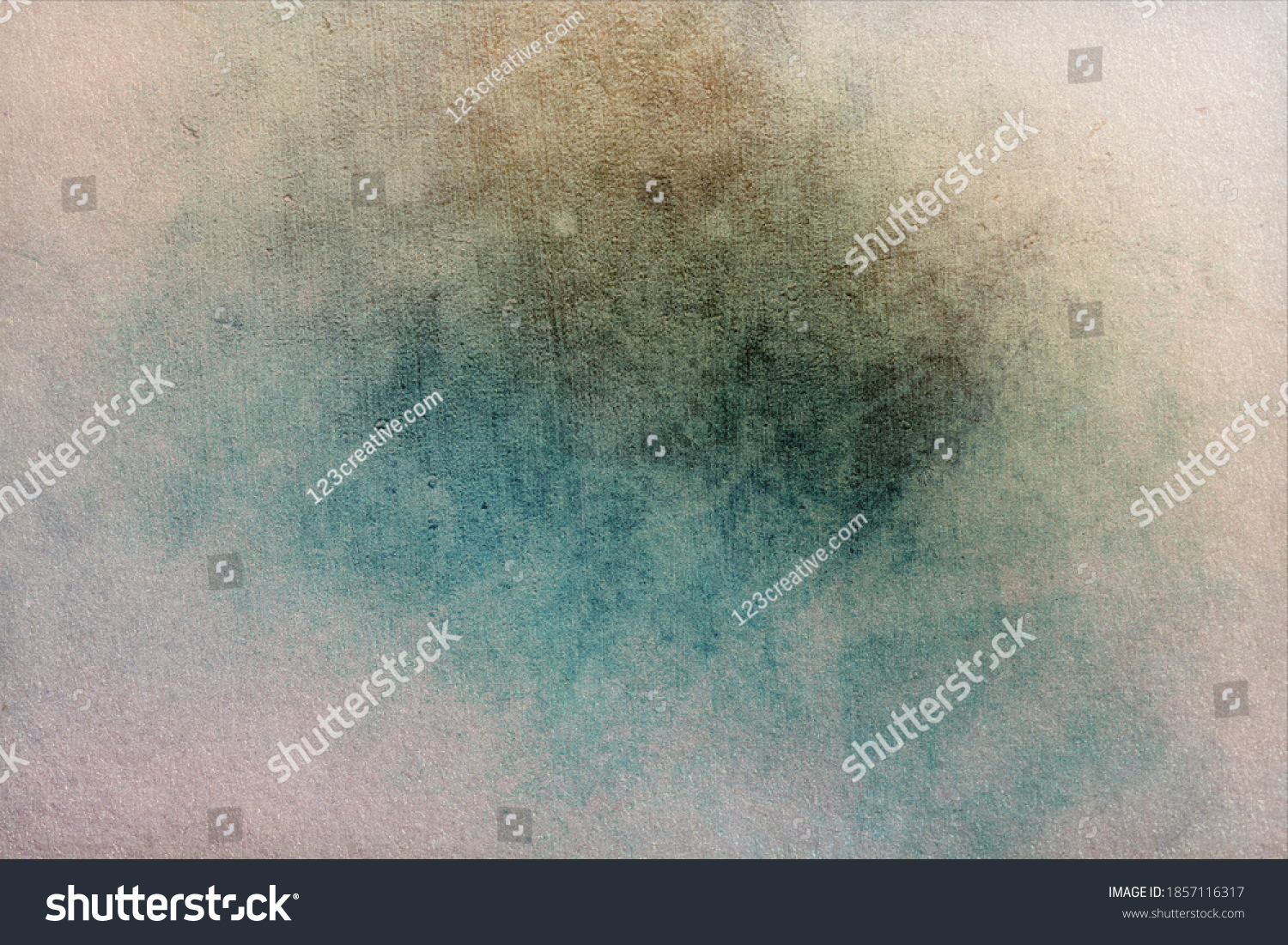 Subtle grunge shabby historic old wall background with stains in faded brown, blue, white colors #1857116317
