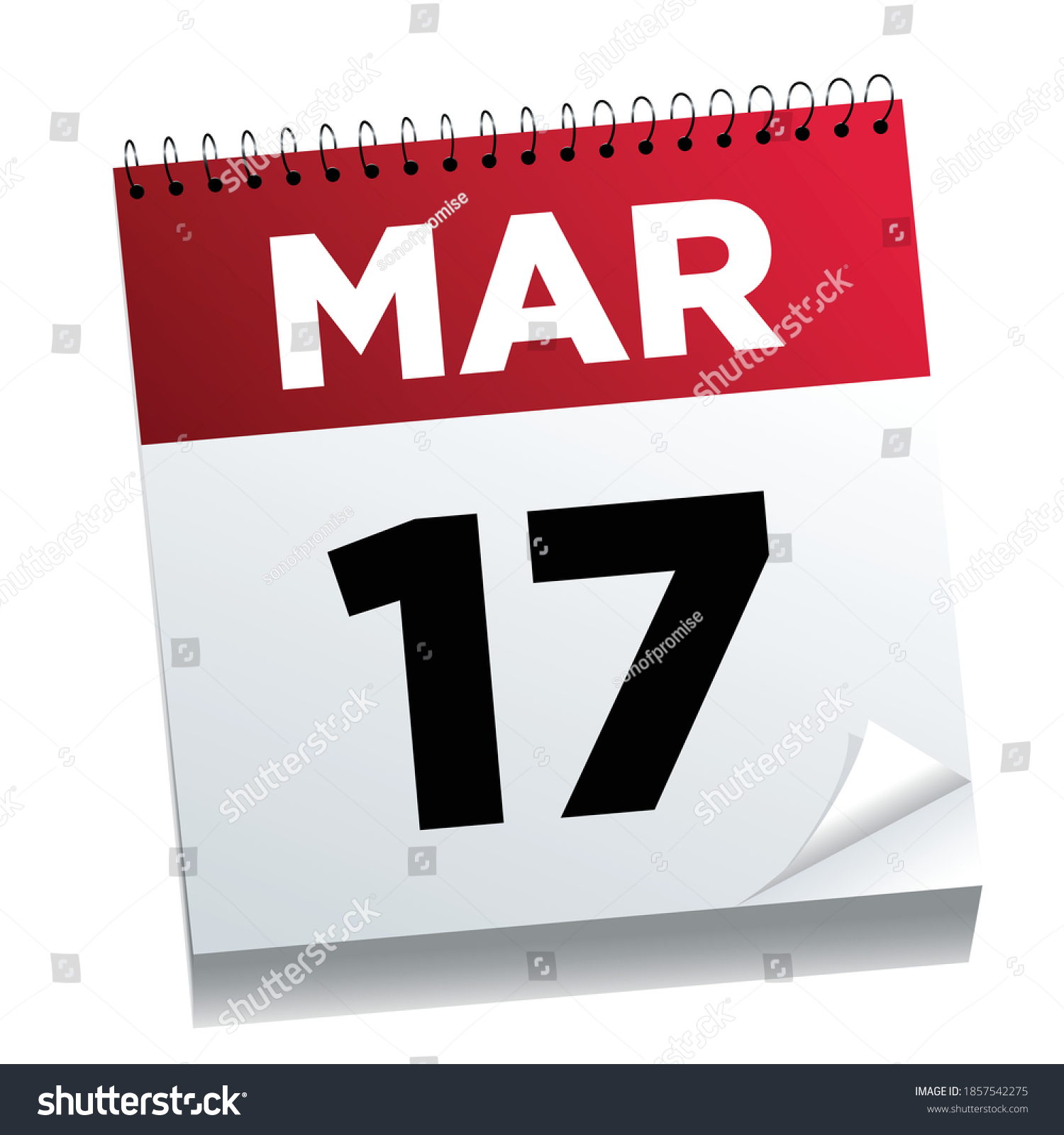 March 17th on a calendar page illustrated Royalty Free Stock