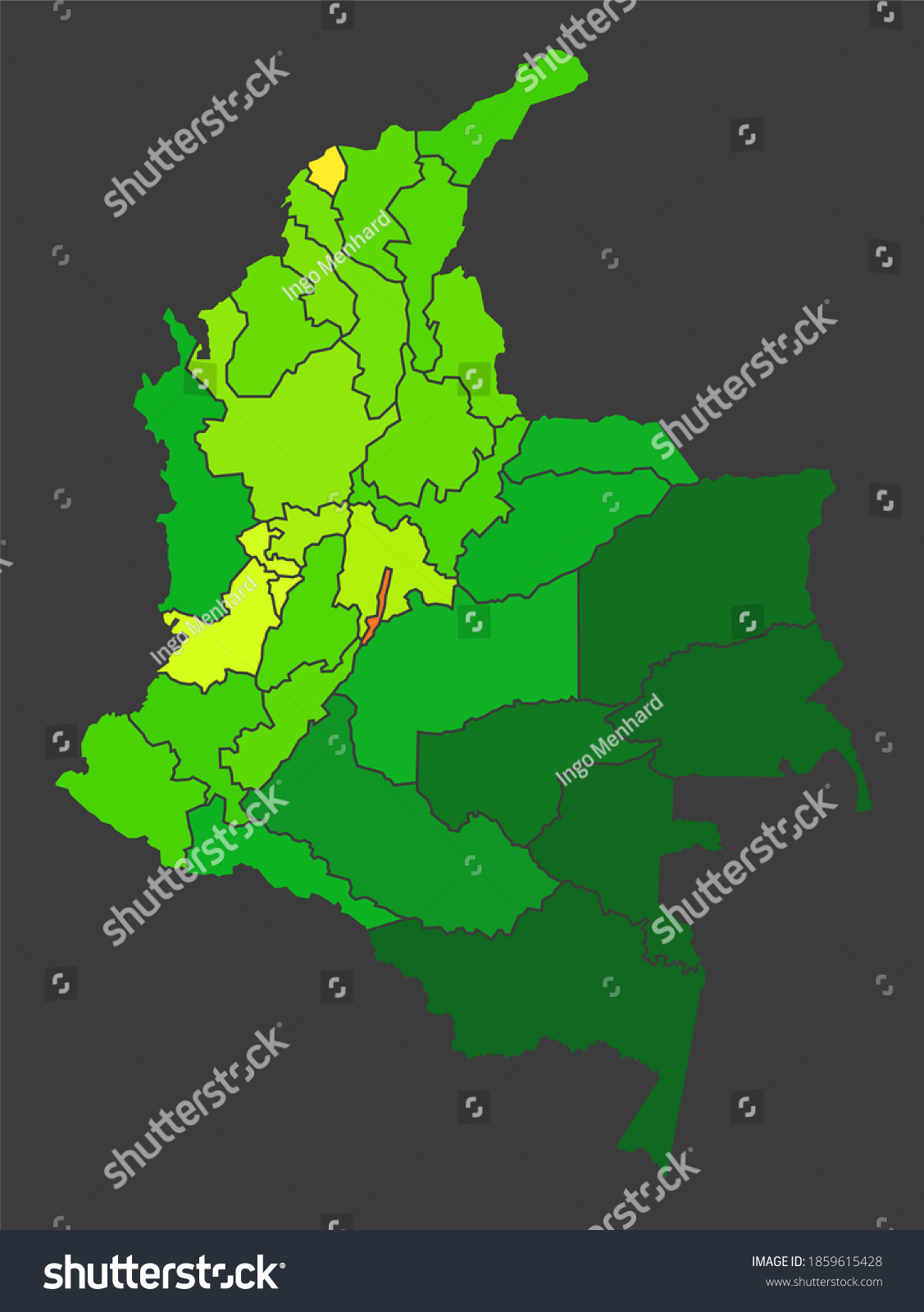 Colombia population heat map as color density Royalty Free Stock