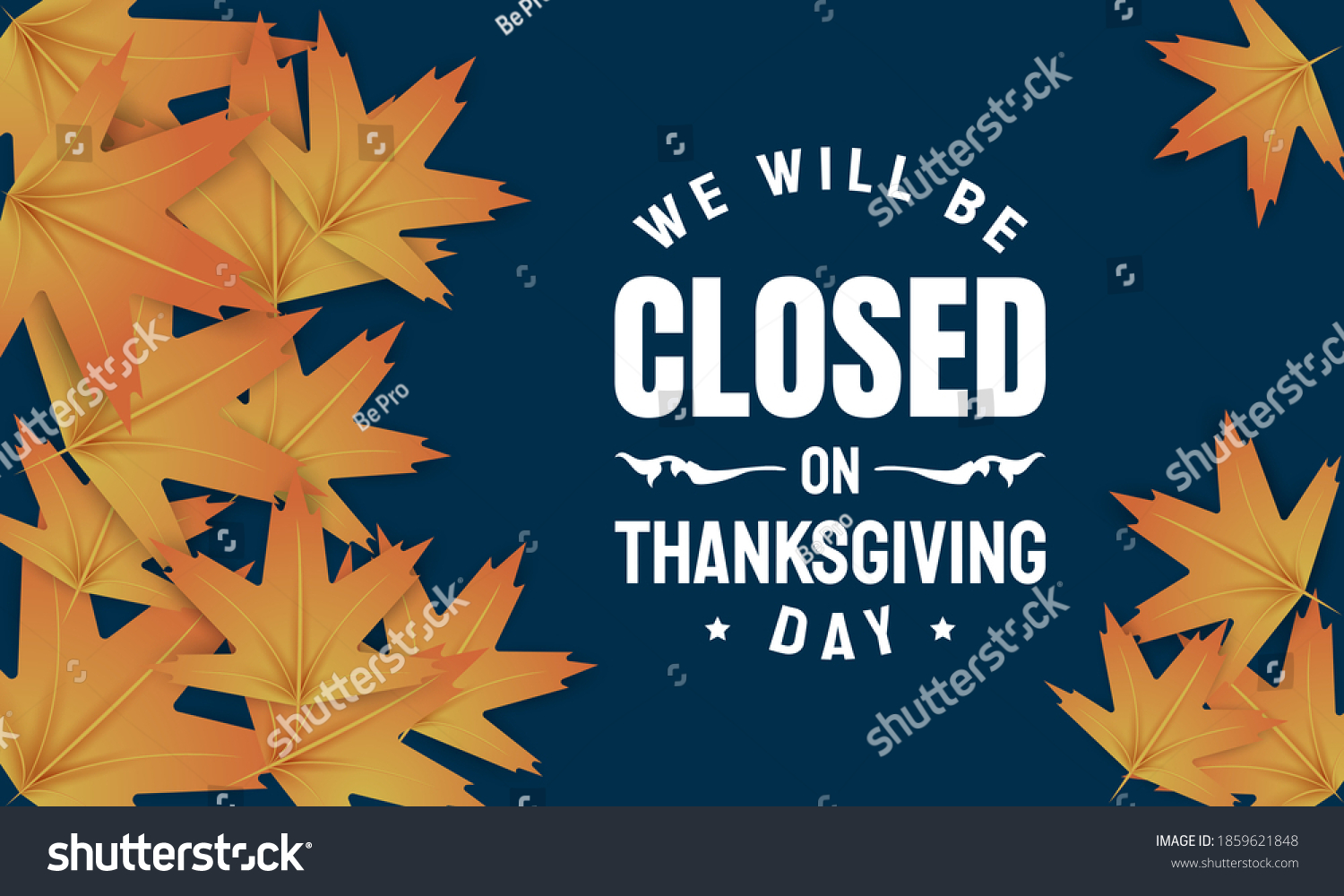 Thanksgiving Day Background Design. We will be Closed on Thanksgiving Day. Vector Illustration. #1859621848