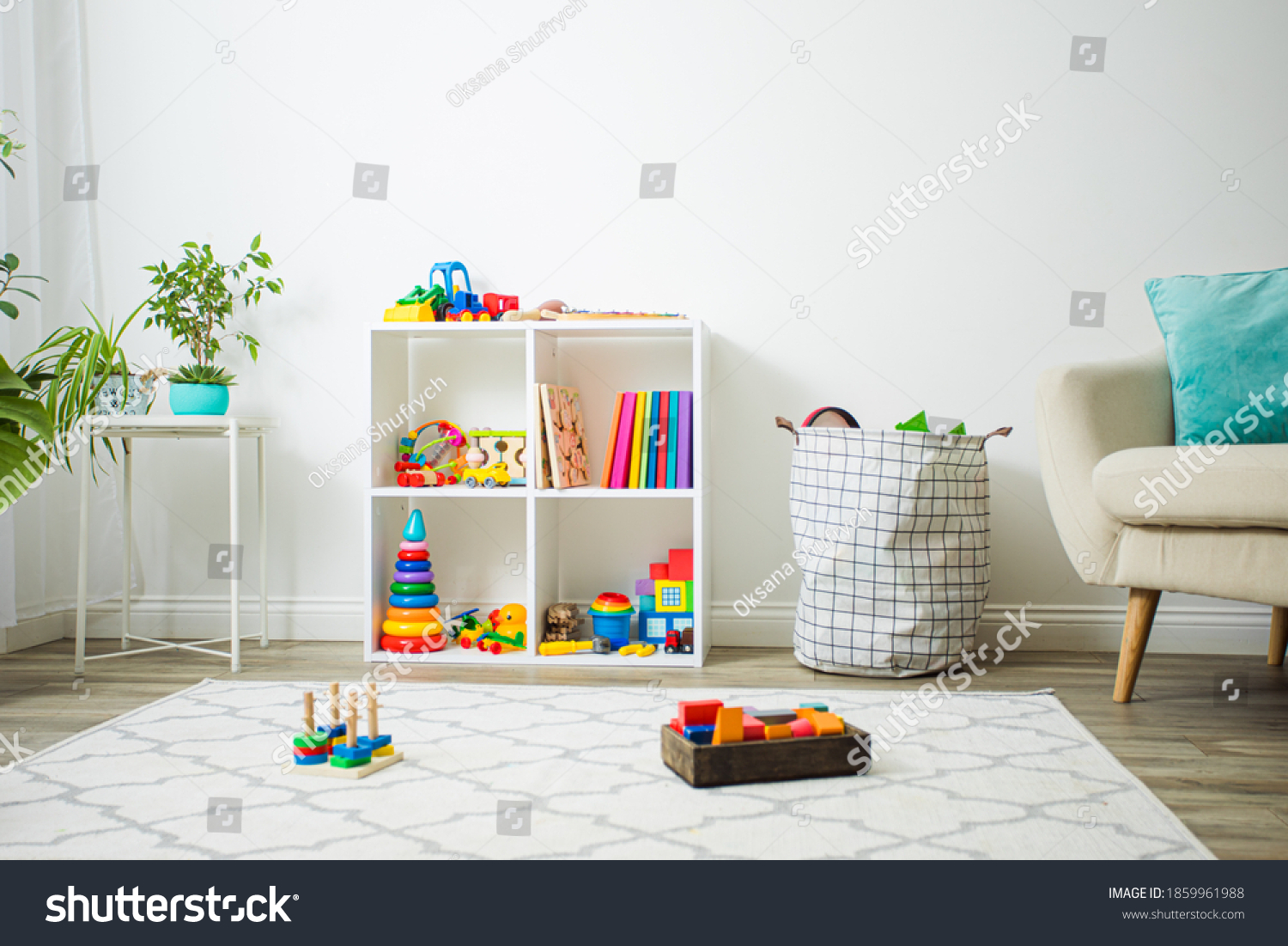 Modern playroom for children with perfect order #1859961988