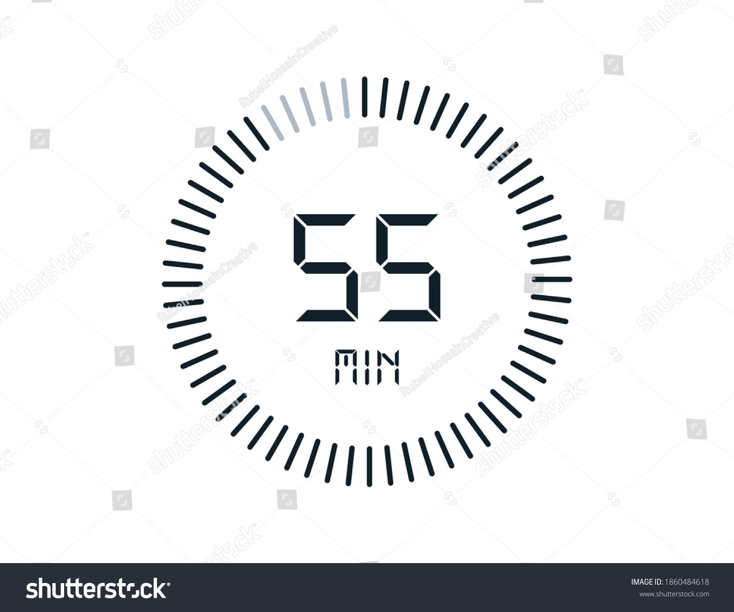 55 minutes timers Clocks, Timer 55 min icon Royalty Free Stock Vector