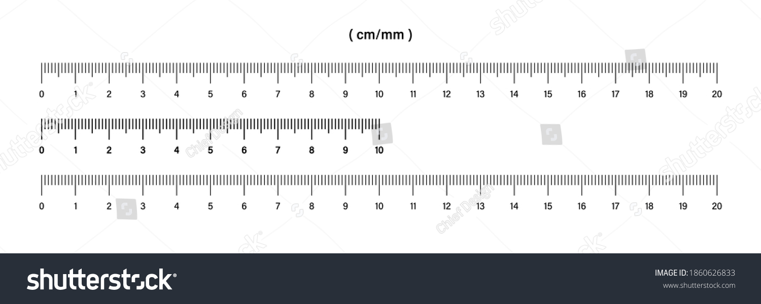 Metric Rulers. Vector isolated ruler elements. Scaled Ruler Measuring tool, size indicator units. Stock vector. EPS 10 #1860626833