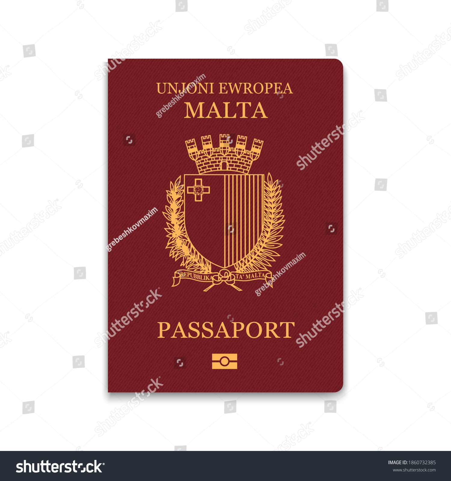 Passport of Malta. Citizen ID template. Vector illustration  #1860732385