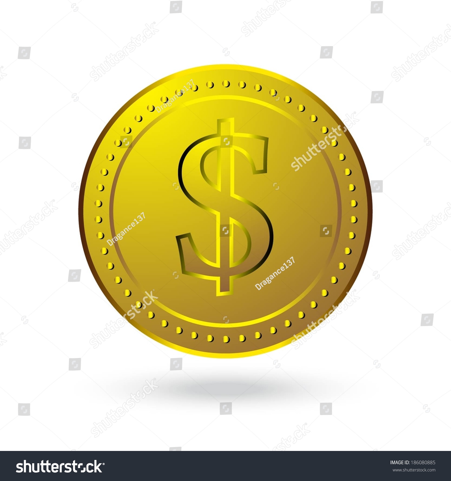 Gold coin with dollar sign - Royalty Free Stock Vector 186080885 ...