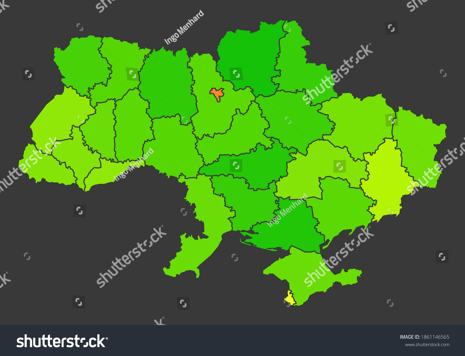 Ukraine population heat map as color density Royalty Free Stock Photo