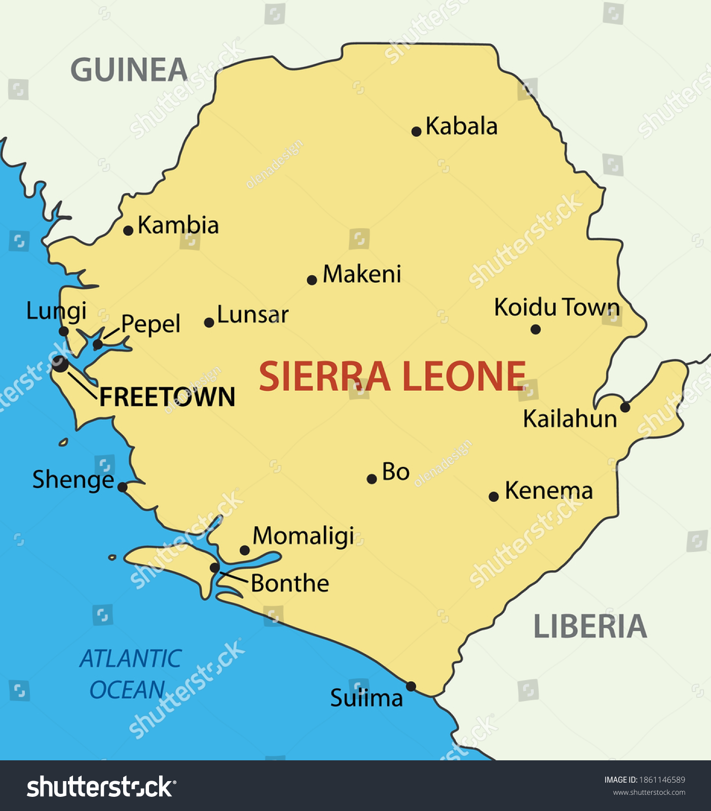 Republic of Sierra Leone - vector map - Royalty Free Stock Vector ...