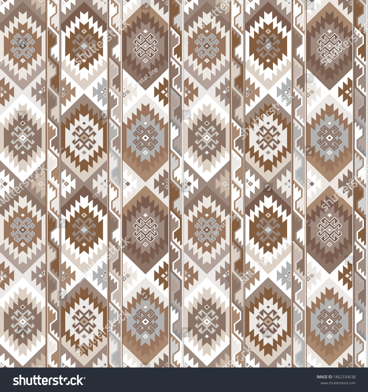 Kilim bohemian seamless pattern in vector format for printed fabrics or any other purposes. The pattern is tileable and easy to use. #1862330638