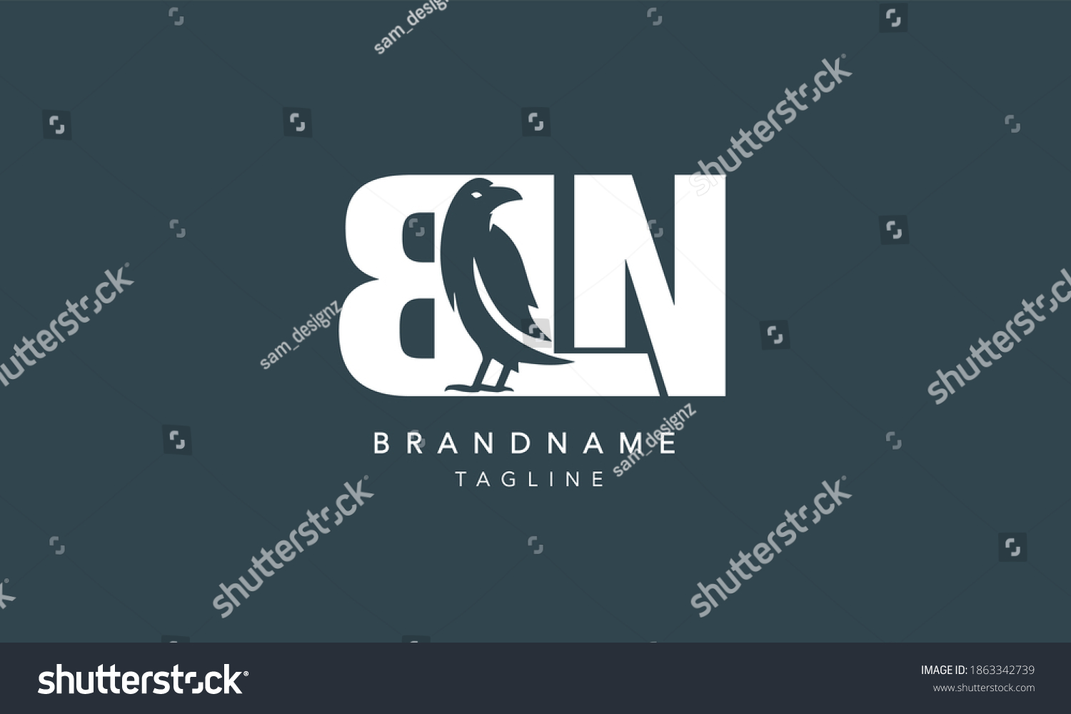 BLN LETTER RAVEN incorporated Design Template - Royalty Free Stock ...