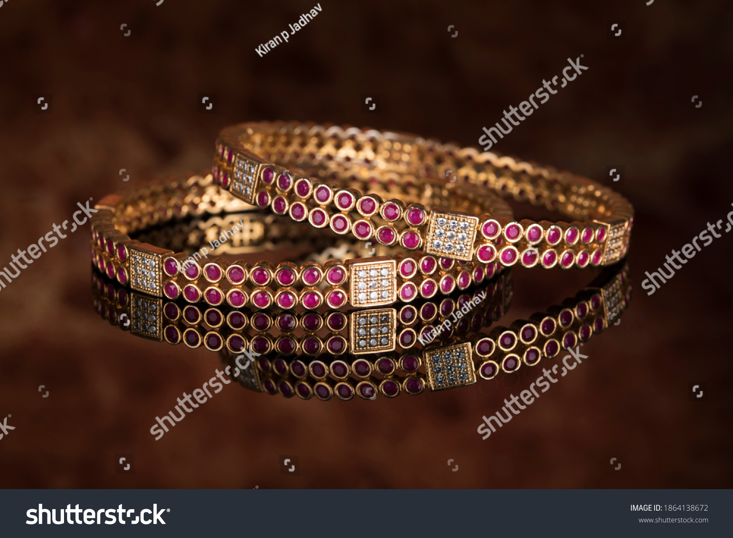 Bangle, Indian bracelets isolated on thedark background #1864138672