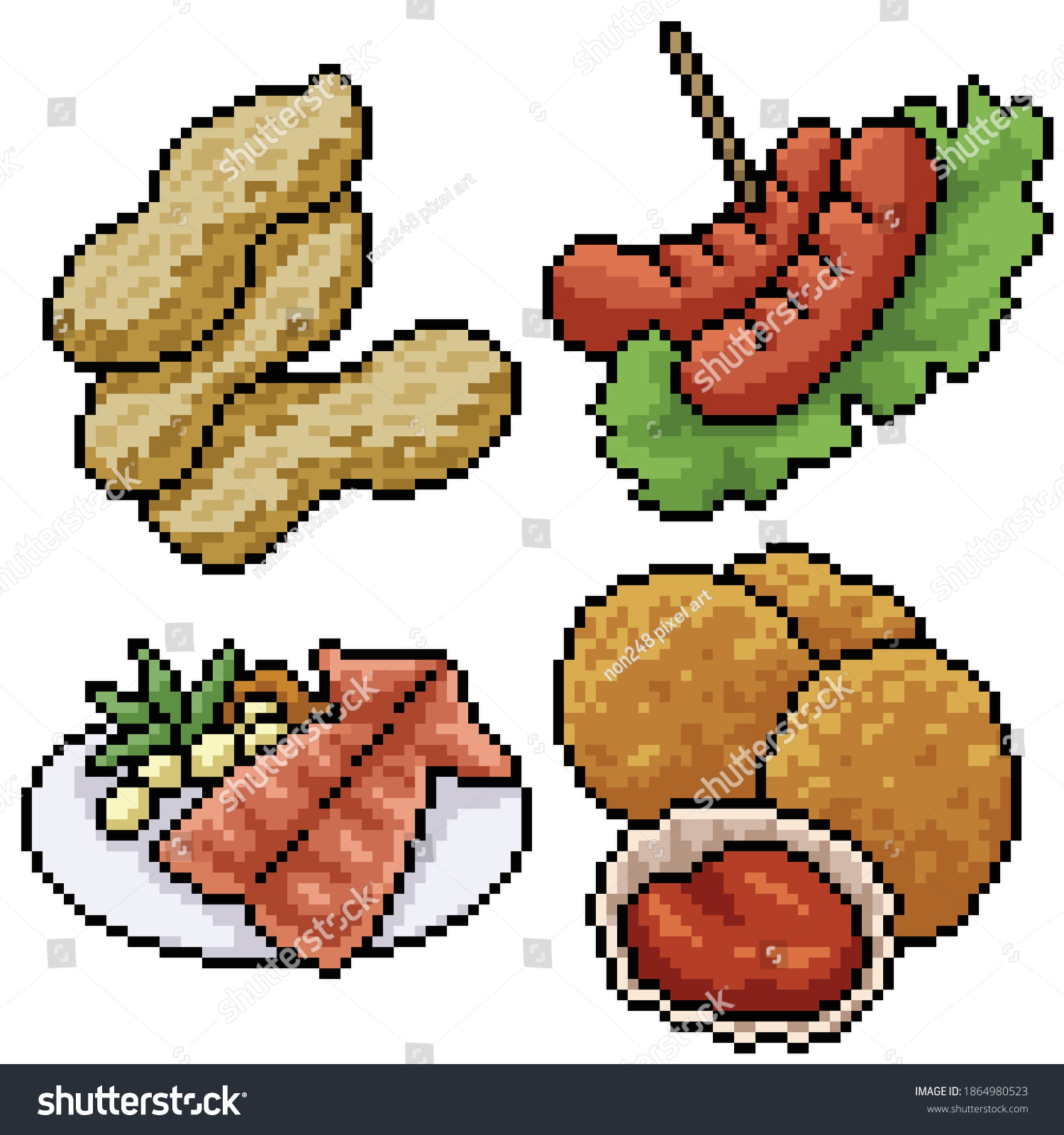 Pixel Art Set Isolated Snack Meal Royalty Free Stock Vector 1864980523 6575