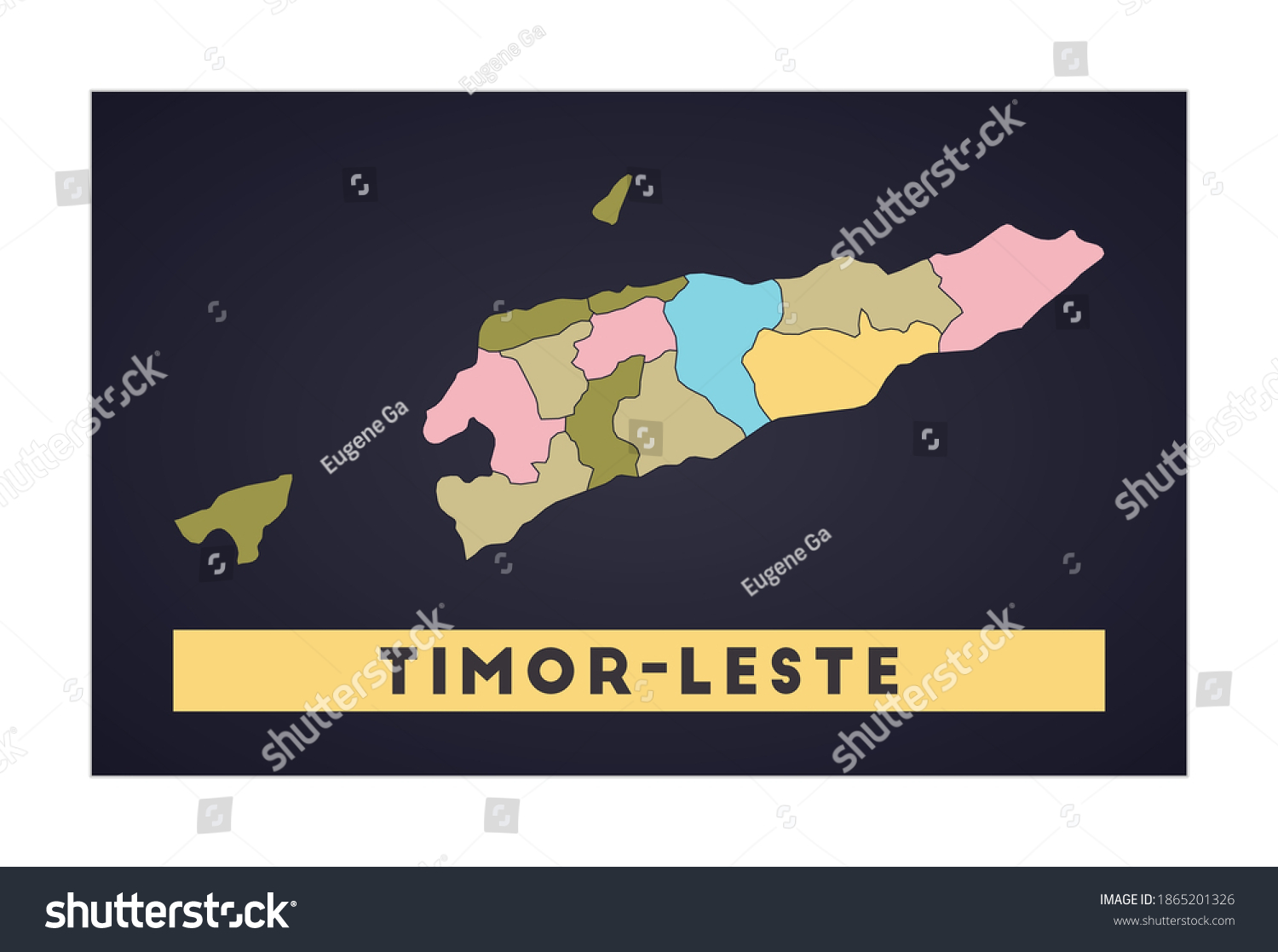 Timor-Leste Map. Country Poster With Regions. - Royalty Free Stock ...