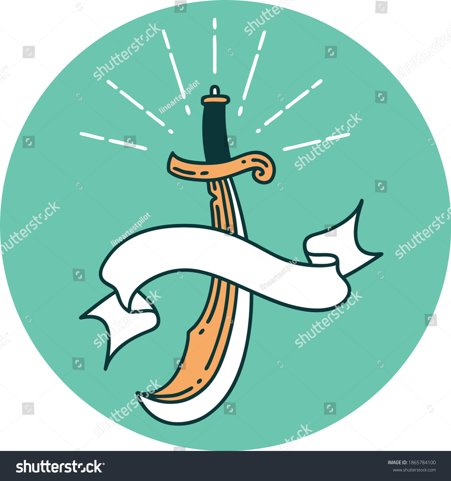 icon of a tattoo style scimitar sword - Royalty Free Stock Vector ...