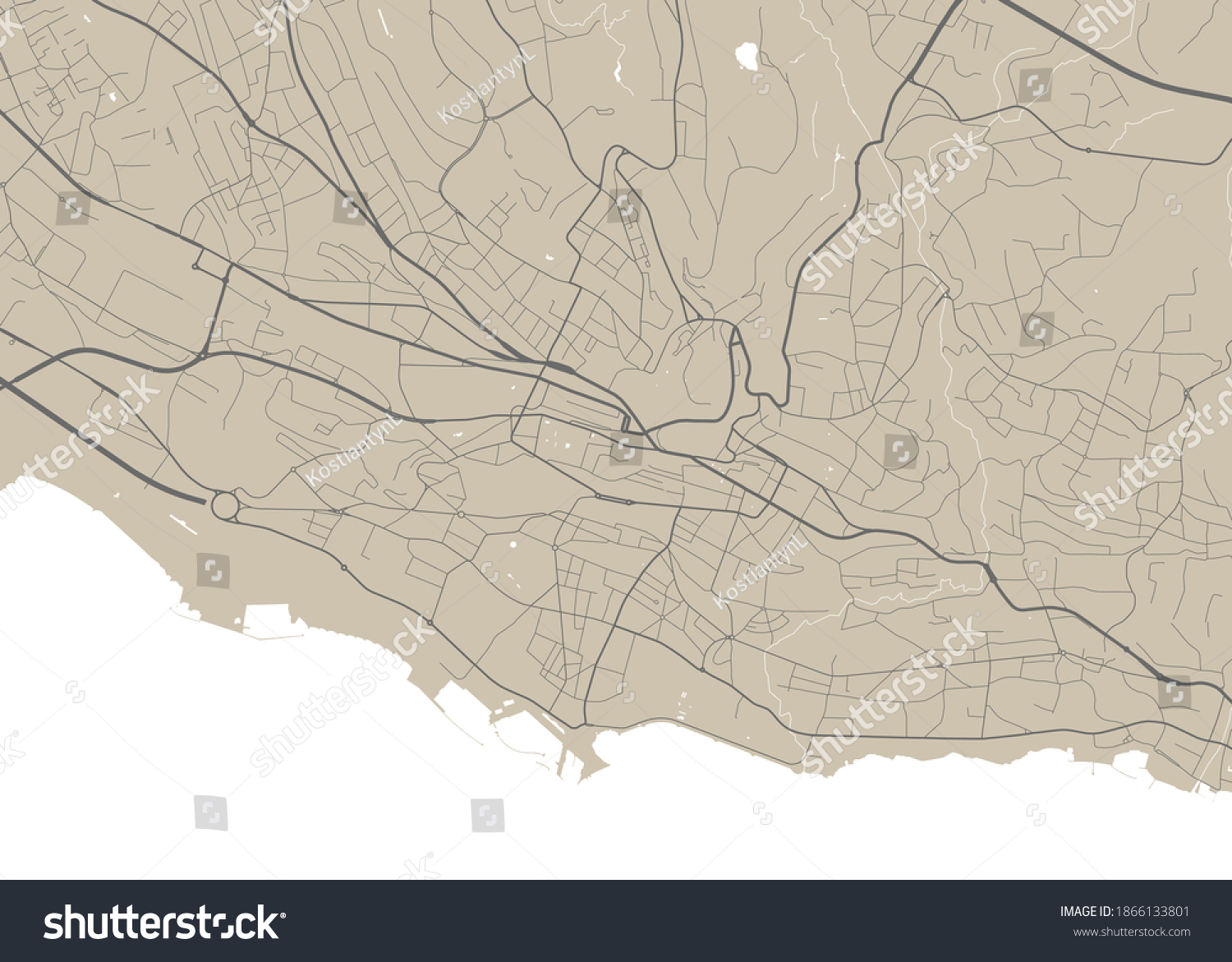 Detailed map of Lausanne city administrative - Royalty Free Stock ...