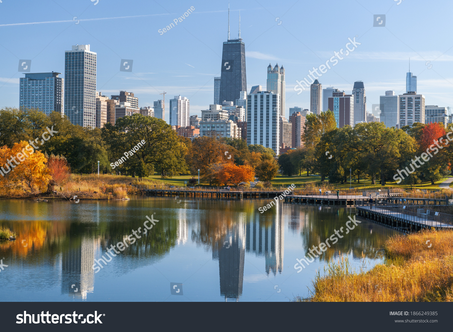 Chicago, Illinois, USA with Lincoln Park and the city skyline during early autumn. #1866249385