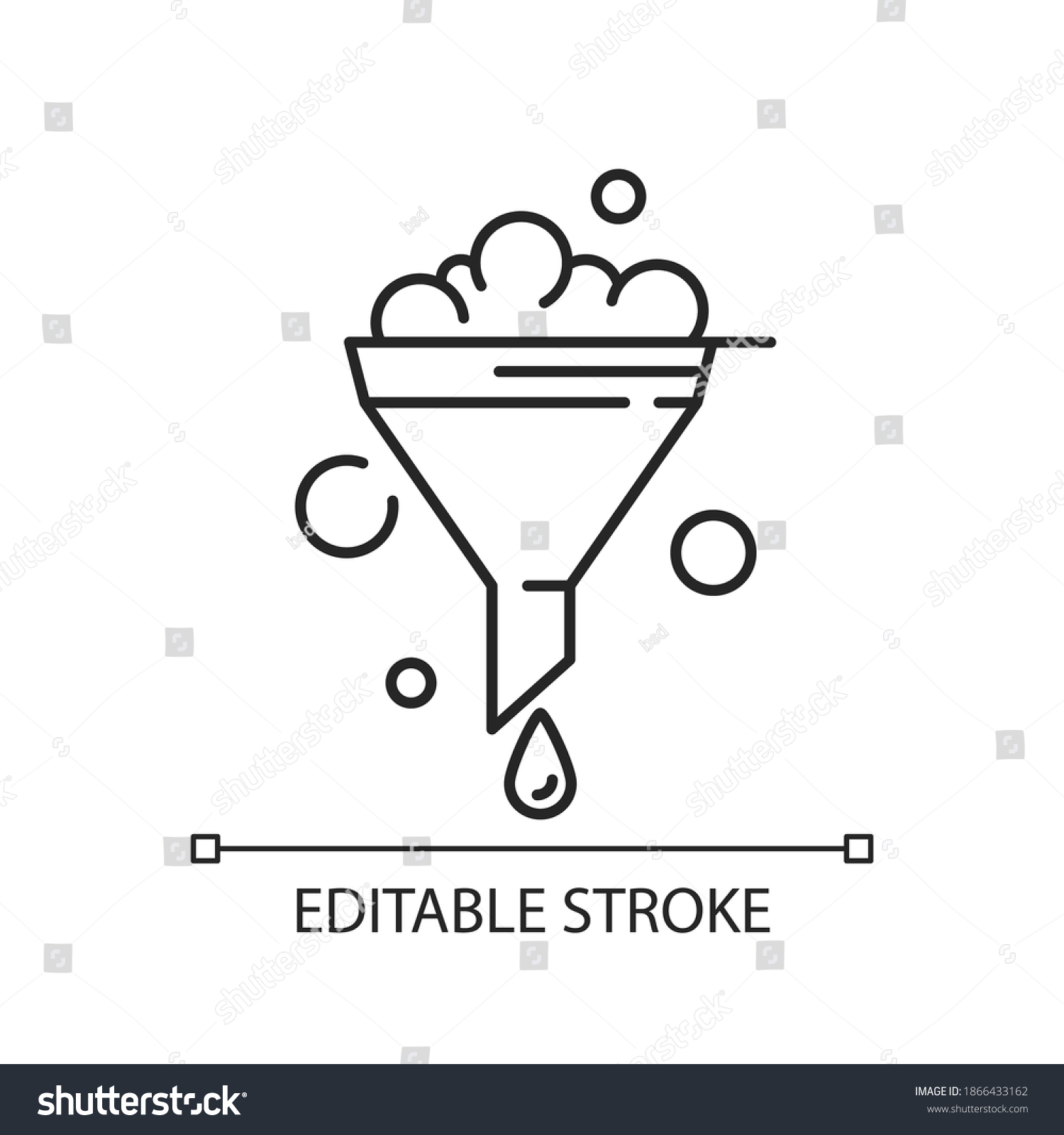 Funnel linear icon. Chemical laboratory. - Royalty Free Stock Vector ...