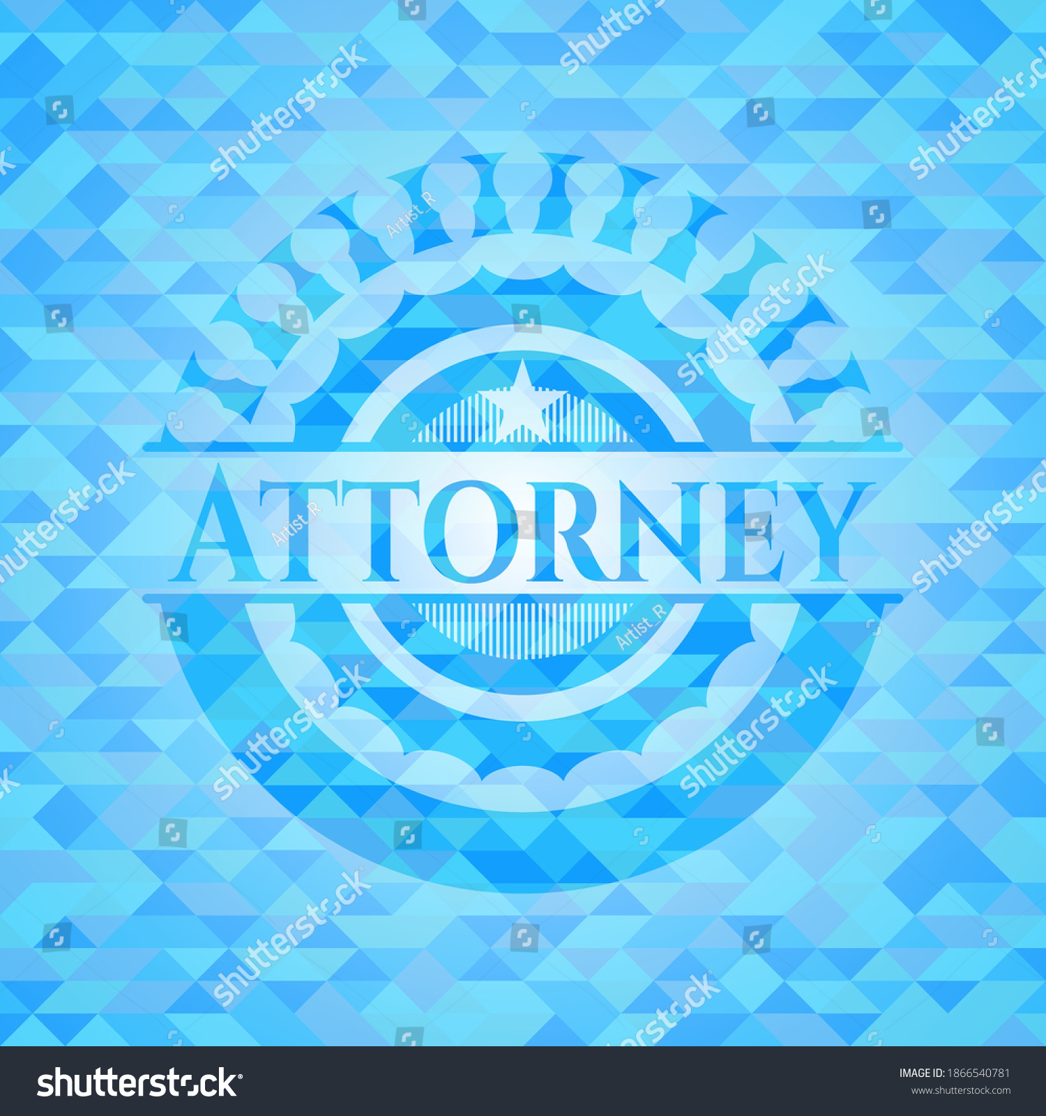 Attorney light blue emblem. Mosaic background.  #1866540781