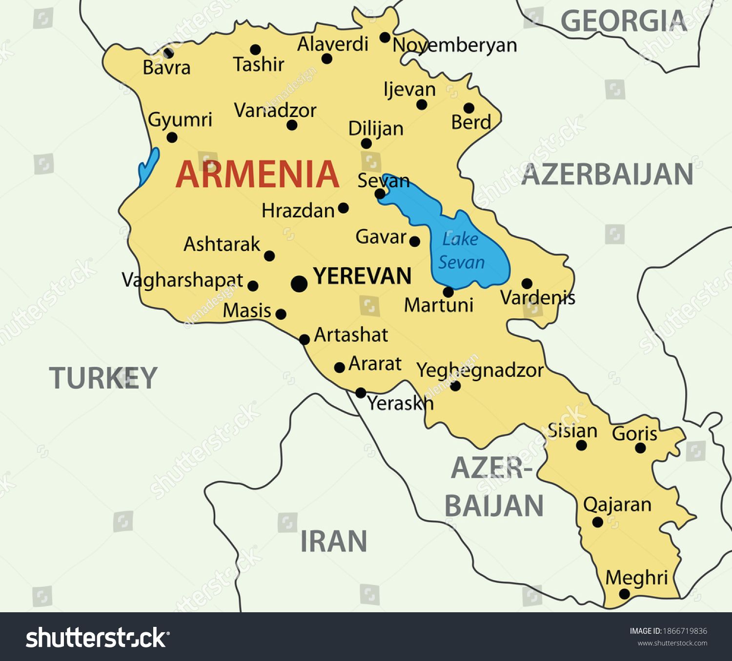 Republic of Armenia - map of country - Royalty Free Stock Photo ...