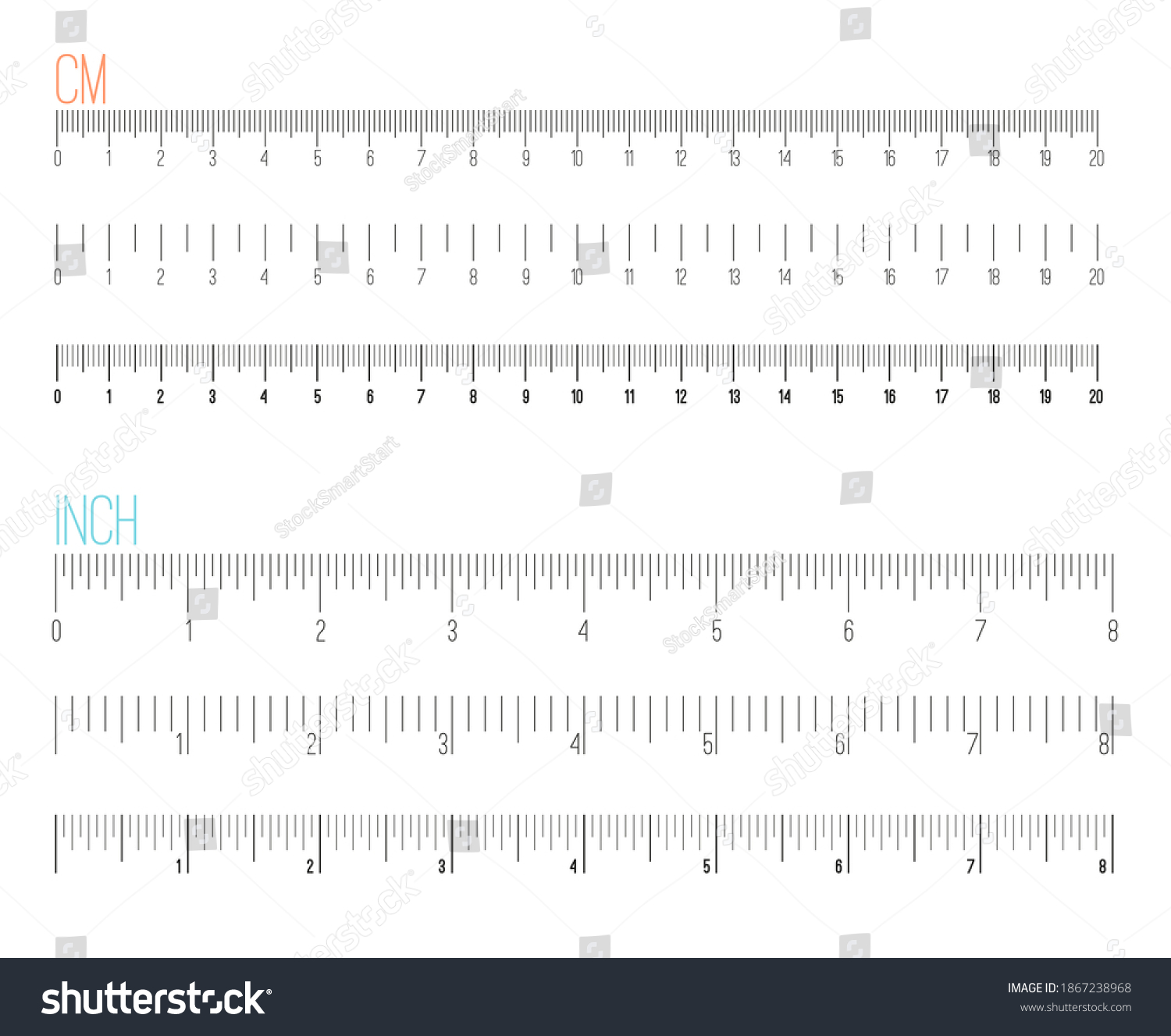 Inch and metric measuring rulers. Measurement - Royalty Free Stock ...