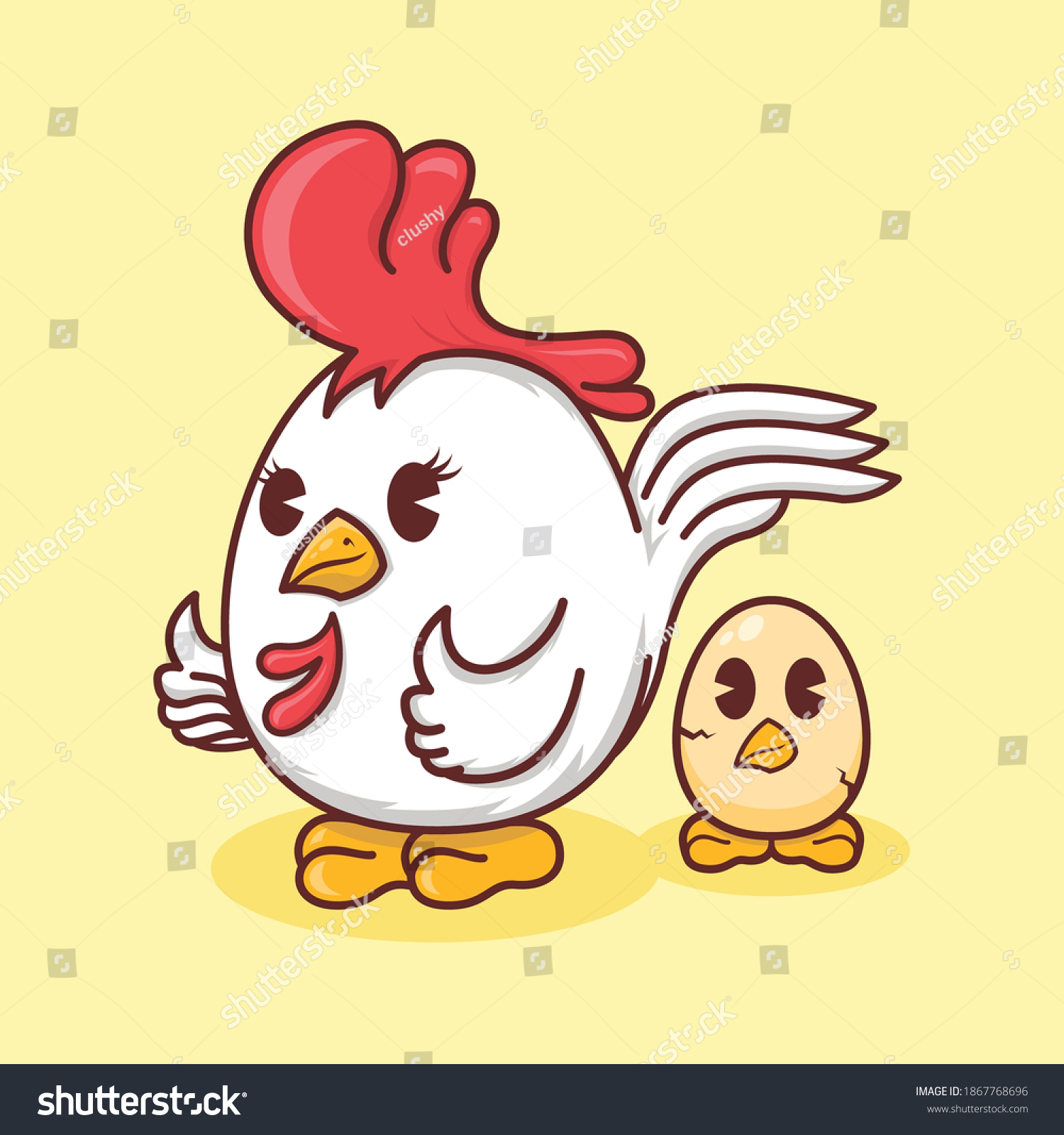 Mother hen with egg cartoon illustration flat - Royalty Free Stock ...