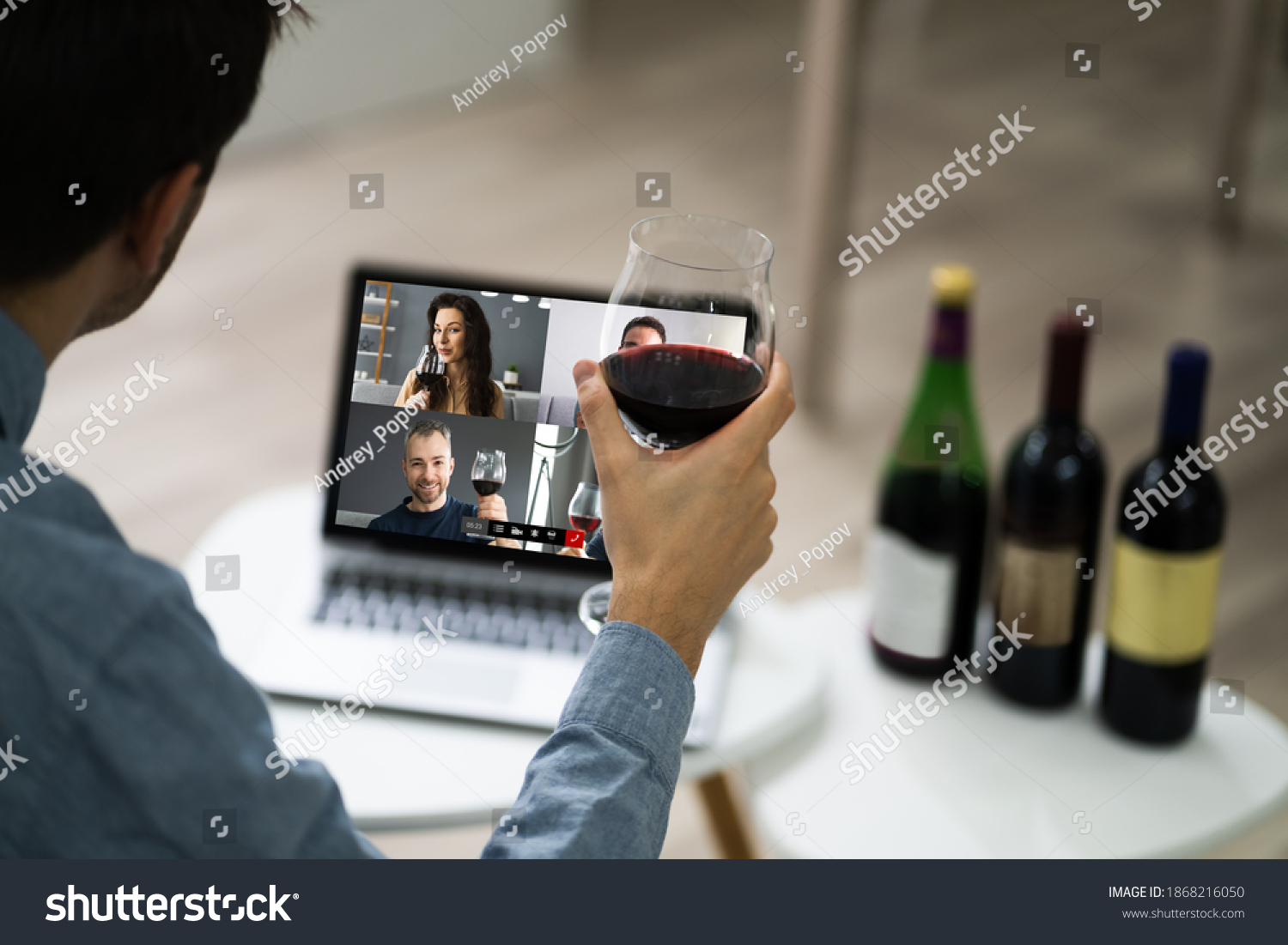 Virtual Wine Tasting Event Party On Laptop #1868216050