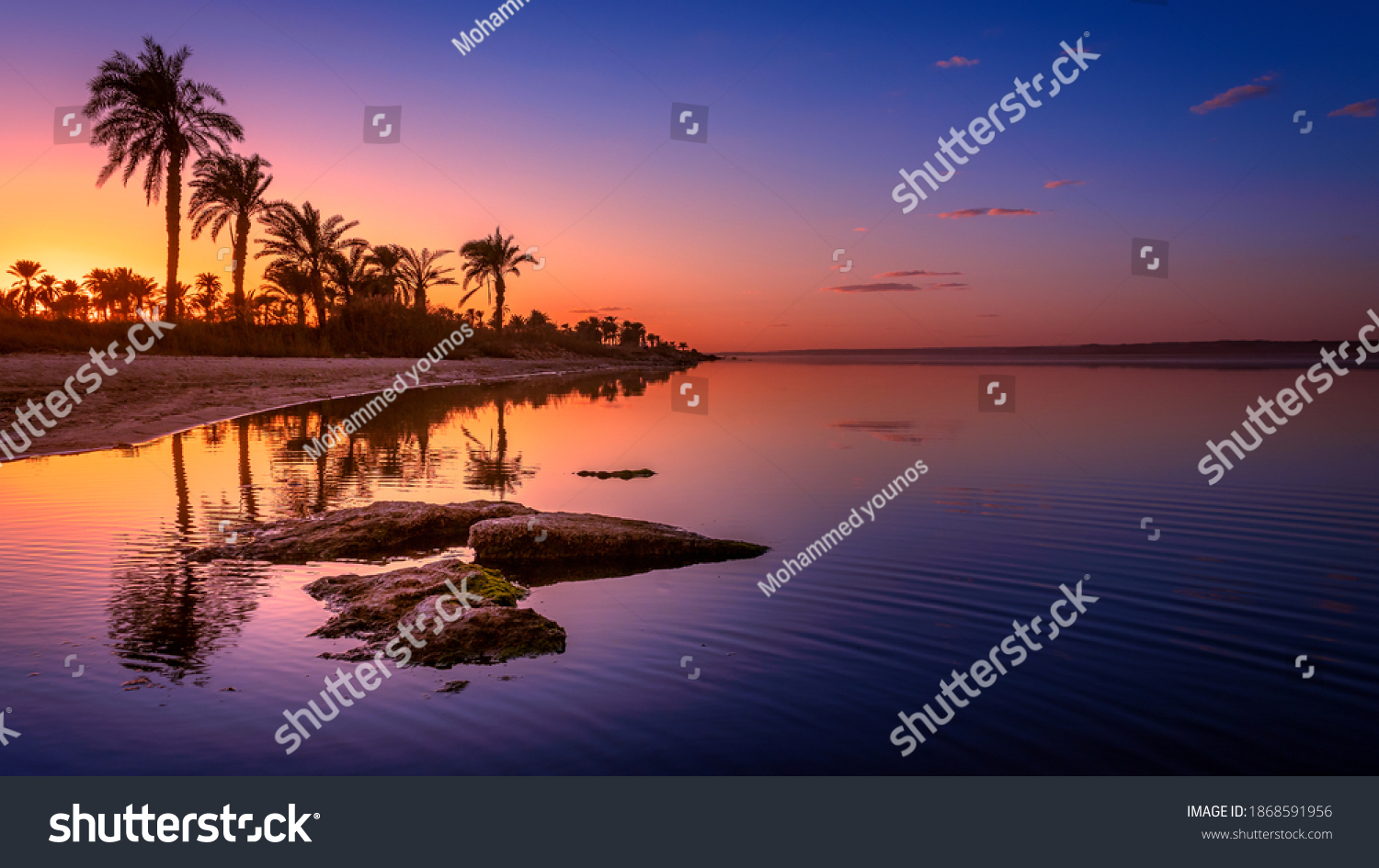 Sunset on Lake Qarun, Fayoum, Egypt #1868591956