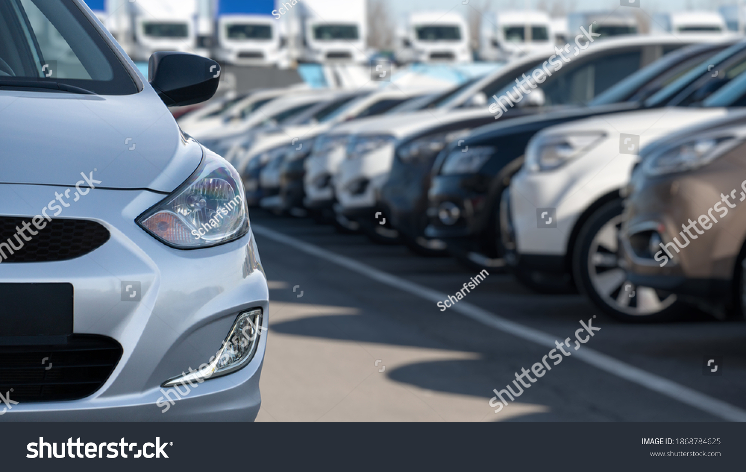 Cars in a rows. Used car sales #1868784625
