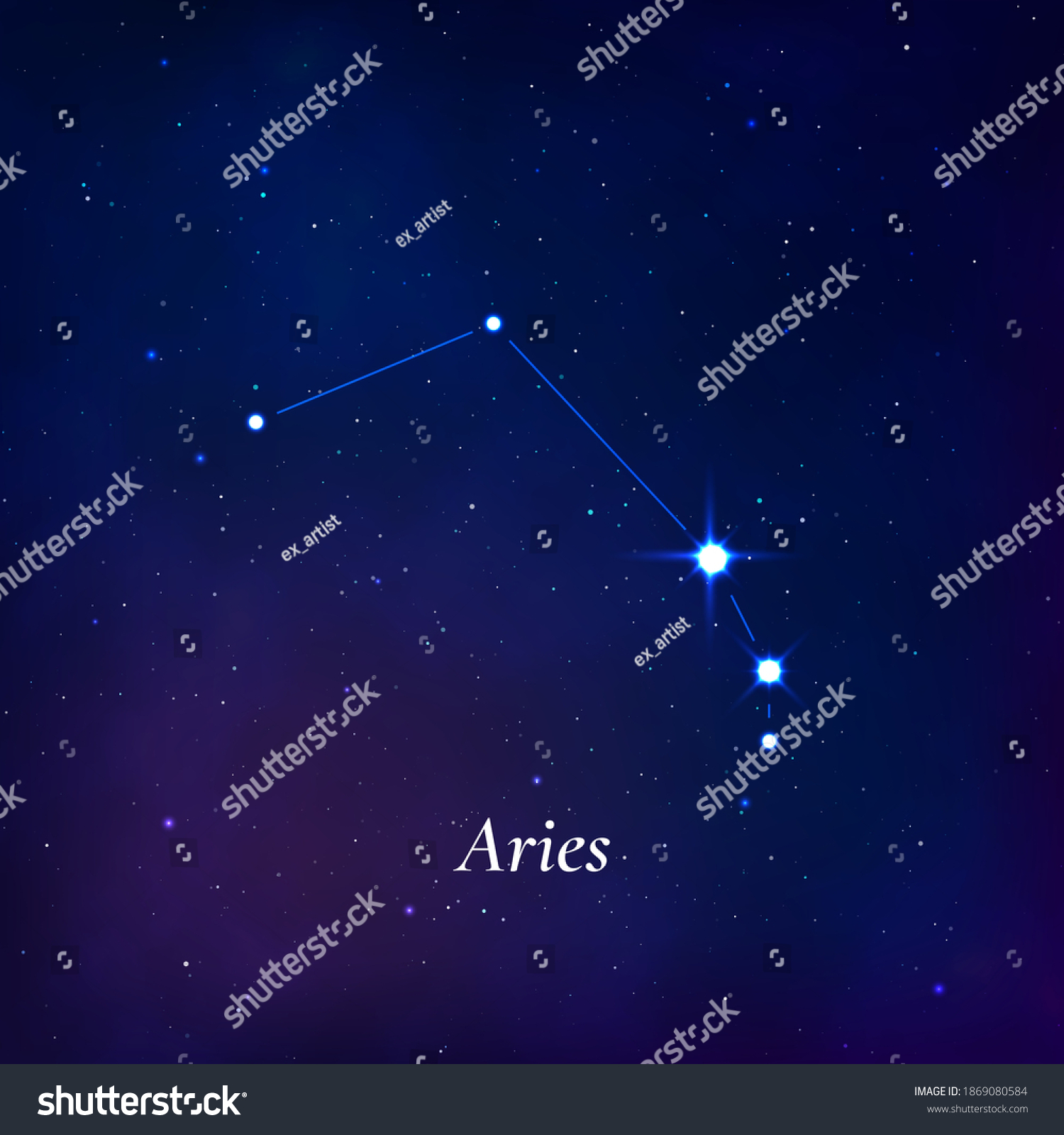 Aries sign. Stars map of zodiac constellation on - Royalty Free Stock ...