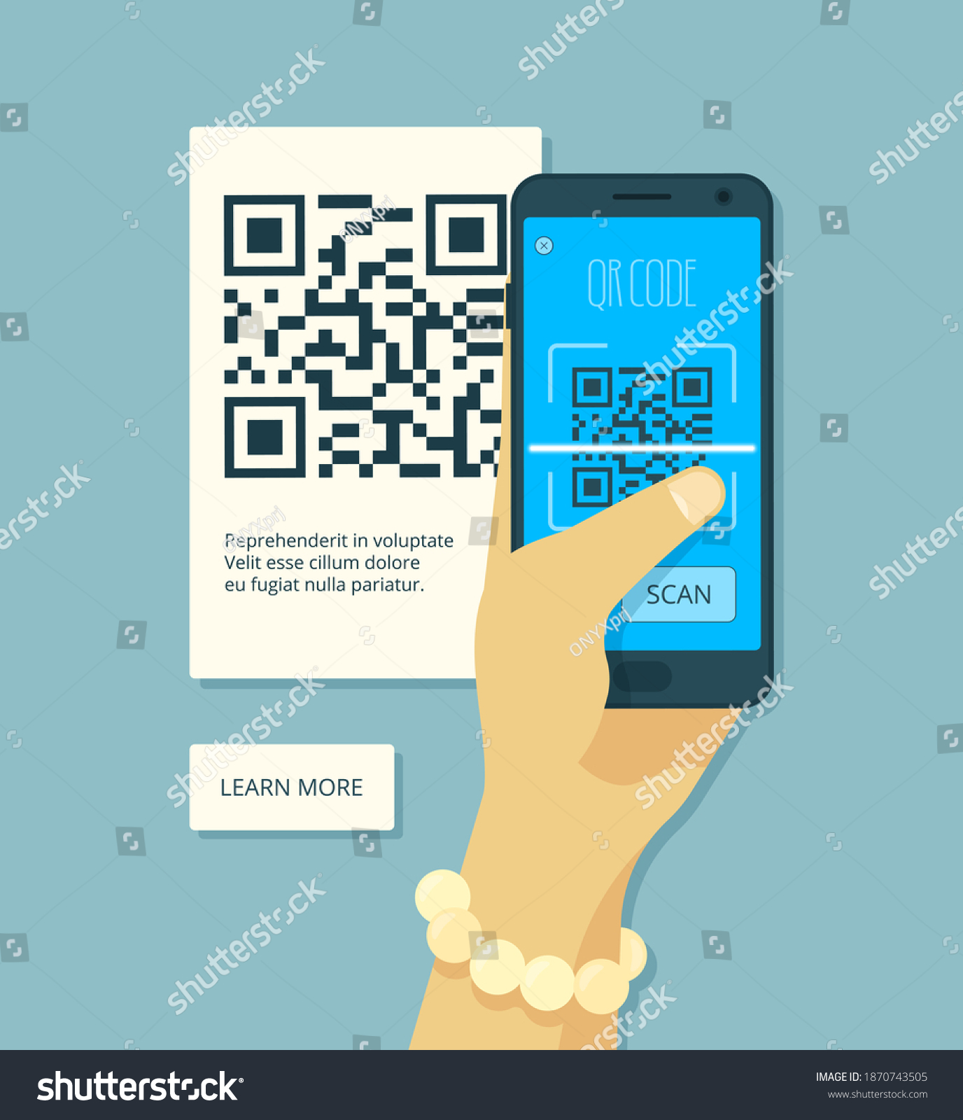 Scanning qr code. Hand holding smartphone and - Royalty Free Stock ...