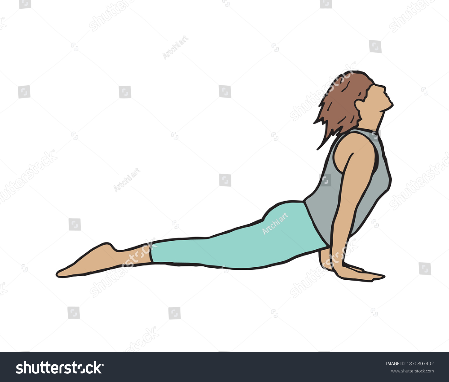 Yoga lady in cobra pose stretching and - Royalty Free Stock Vector ...