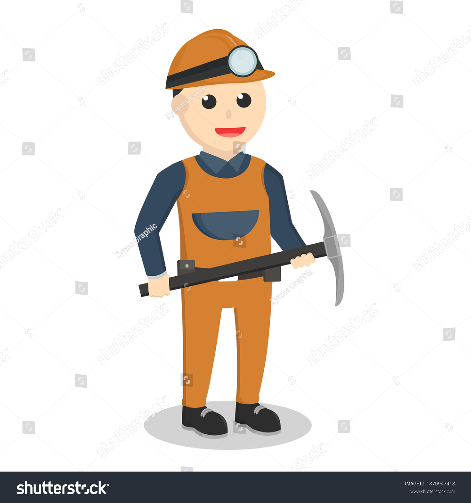 Miner with mining equipment design character on - Royalty Free Stock ...