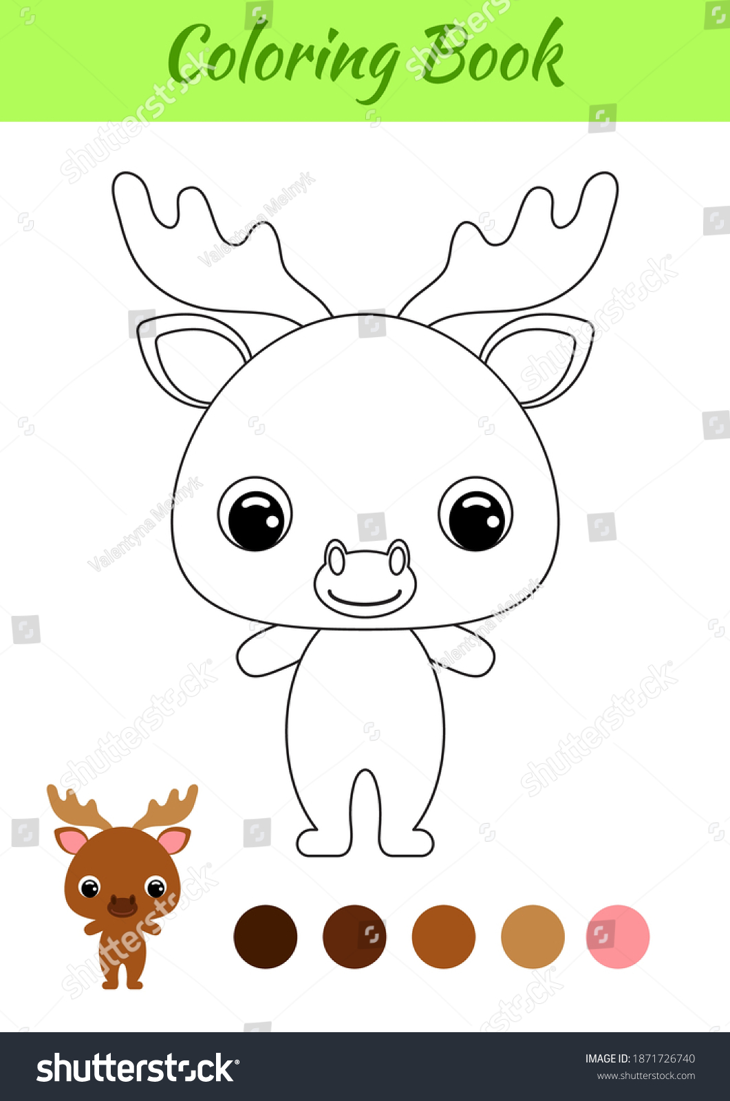 Coloring book little baby moose. Coloring page   Royalty Free ...