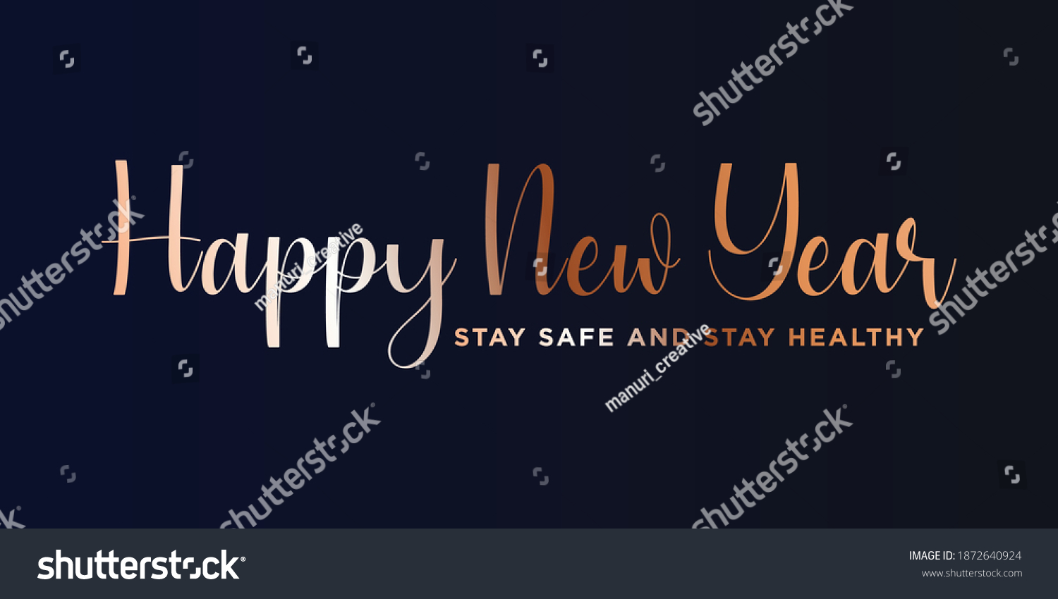 2021 HAPPY NEW YEAR,Stay safe and stay healthy text. Design template celebration typography poster, banner or greeting card for happy new year. #1872640924