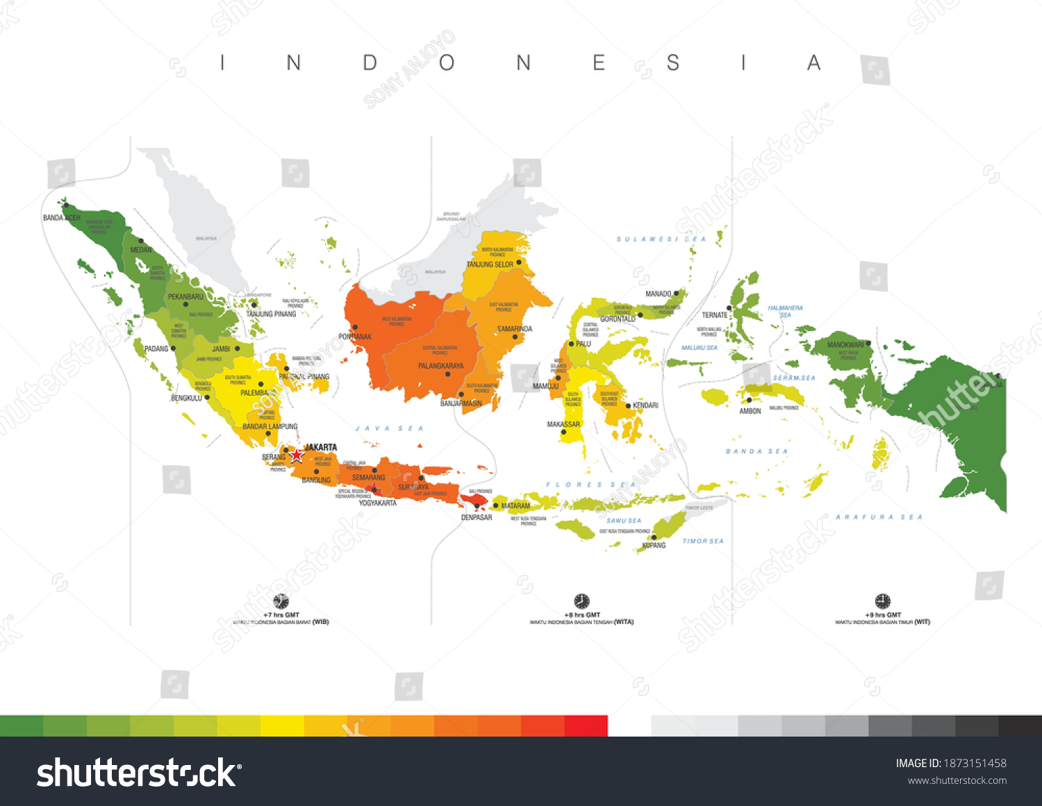 Map Of Indonesia Vector With Names Of Provinces Royalty Free Stock Vector 1873151458 1086