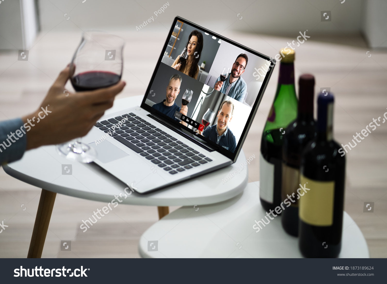 Virtual Wine Tasting Event Party On Laptop #1873189624