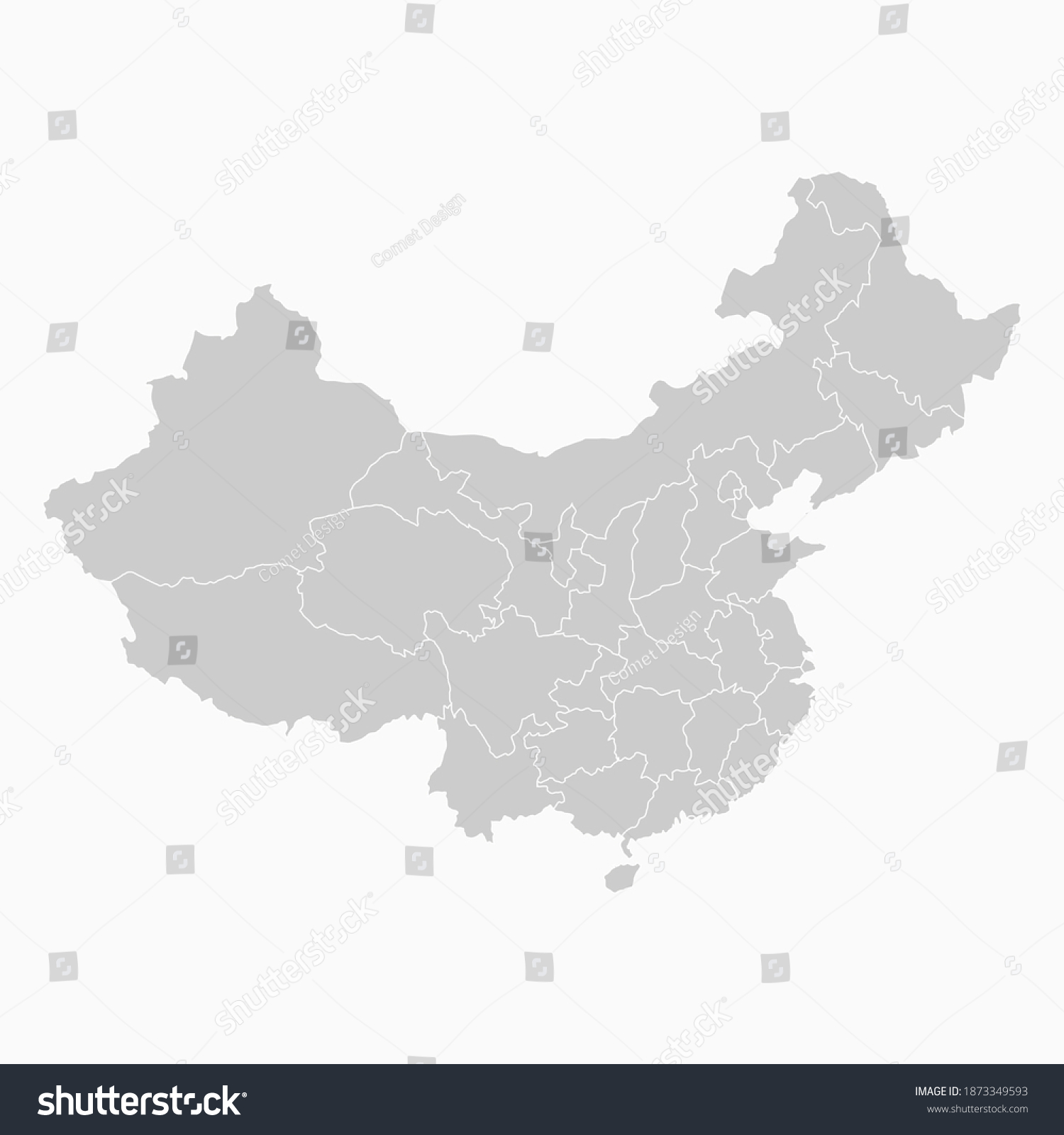 China Map Gray Color. Geographic Isolated Gray - Royalty Free Stock ...