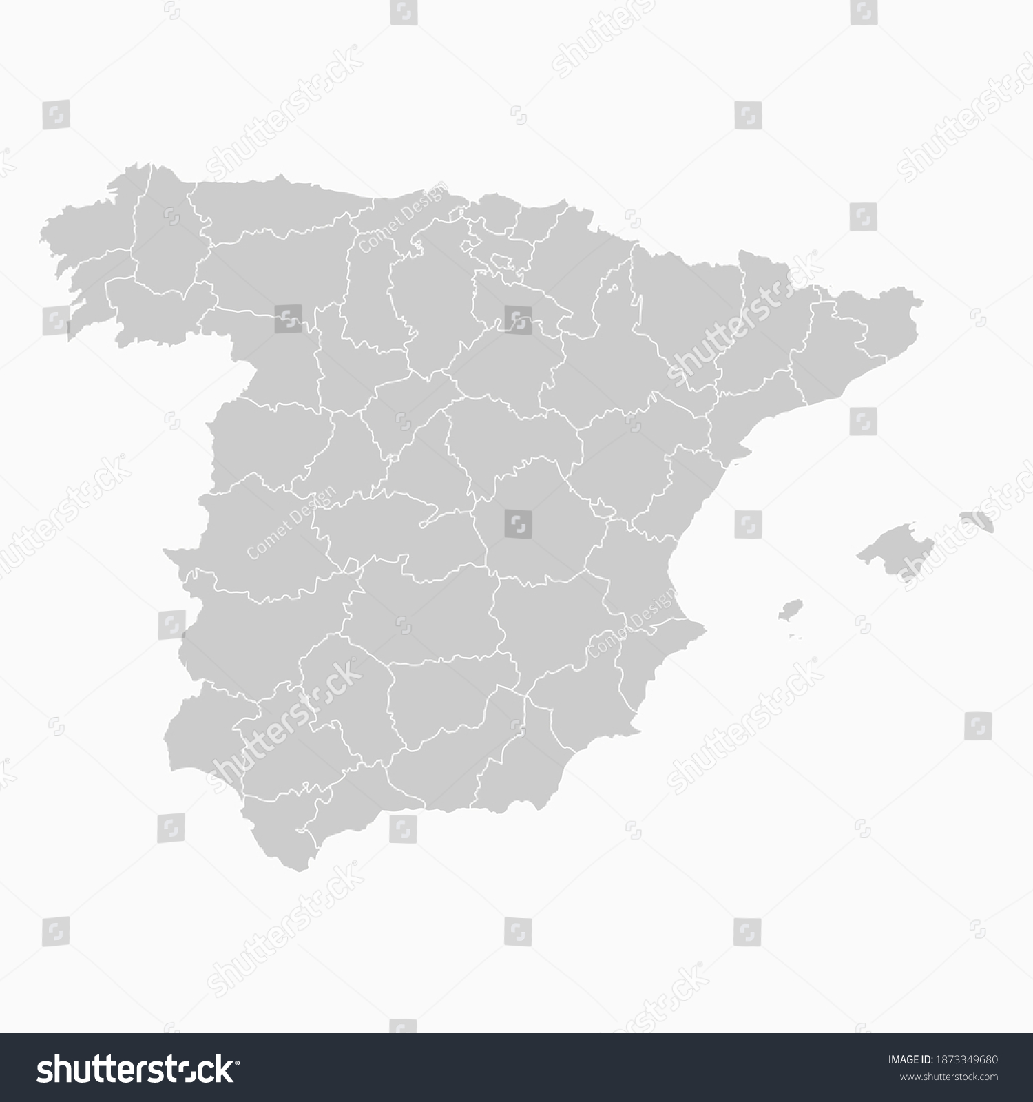 Spain Map Gray Color. Geographic Isolated Gray - Royalty Free Stock ...