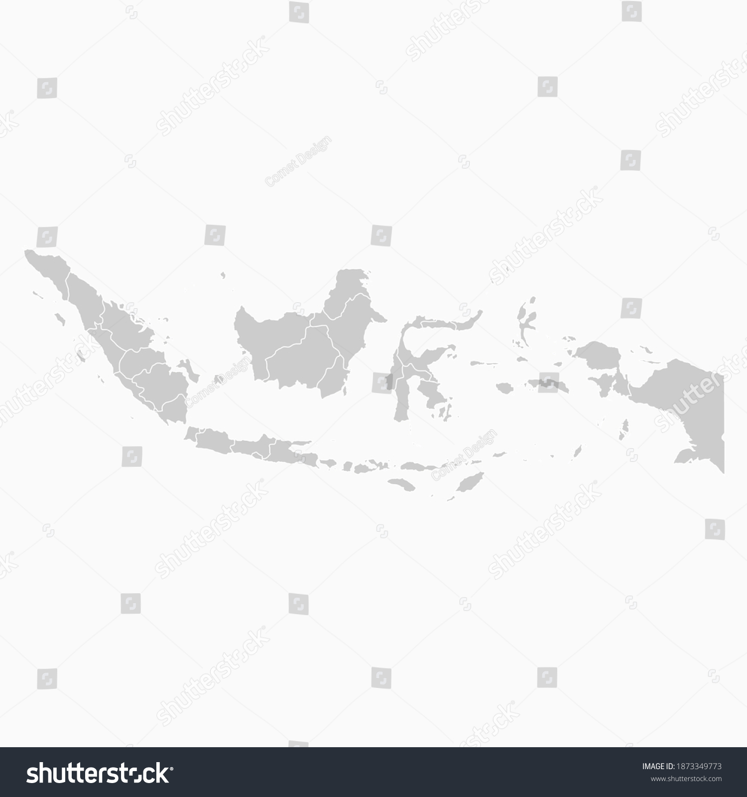 Indonesia Map Gray Color. Geographic Isolated - Royalty Free Stock ...