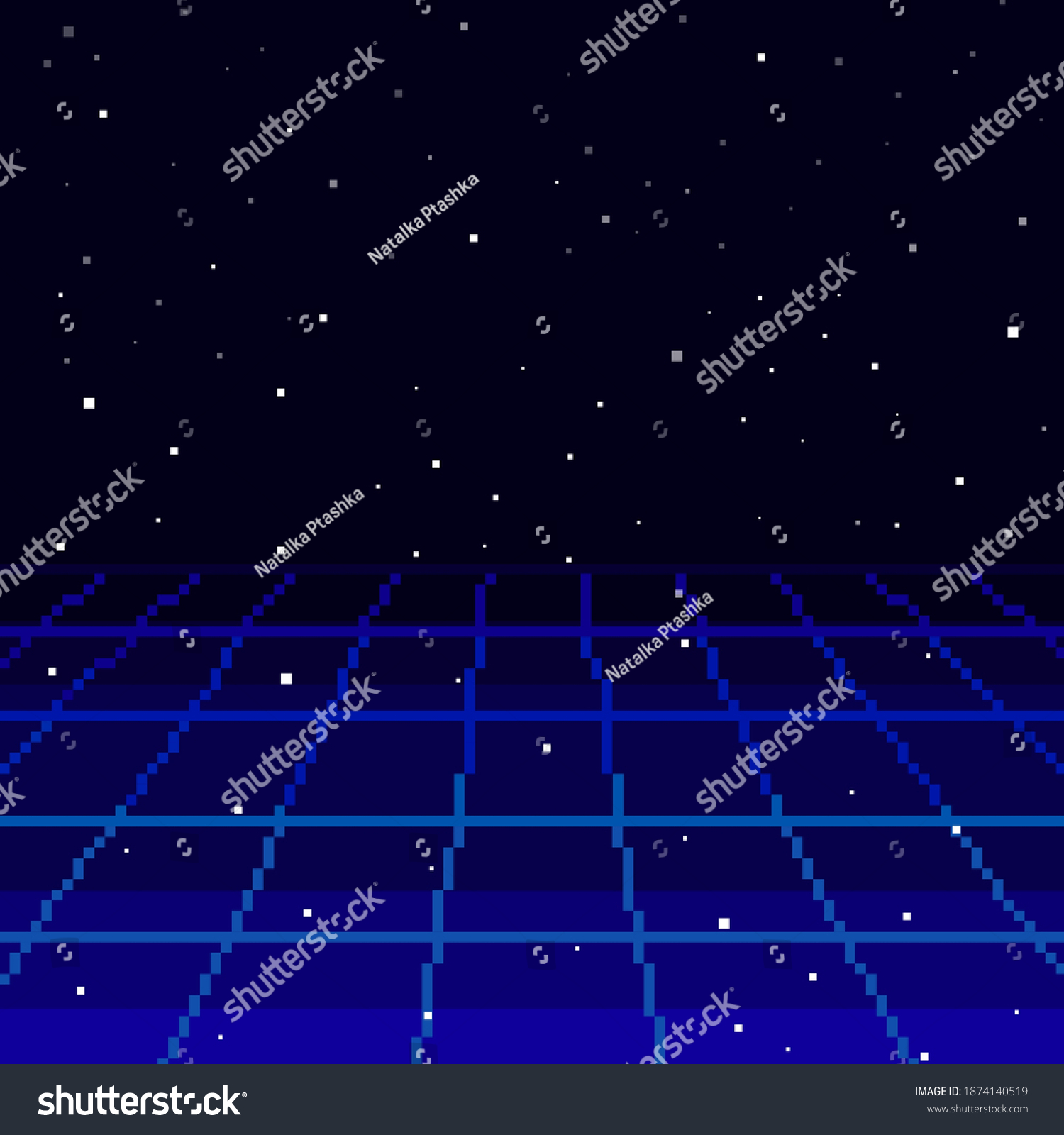 Pixel 80s Retro Wave Sci Fi Background With Royalty Free Stock Vector 1874140519 1557