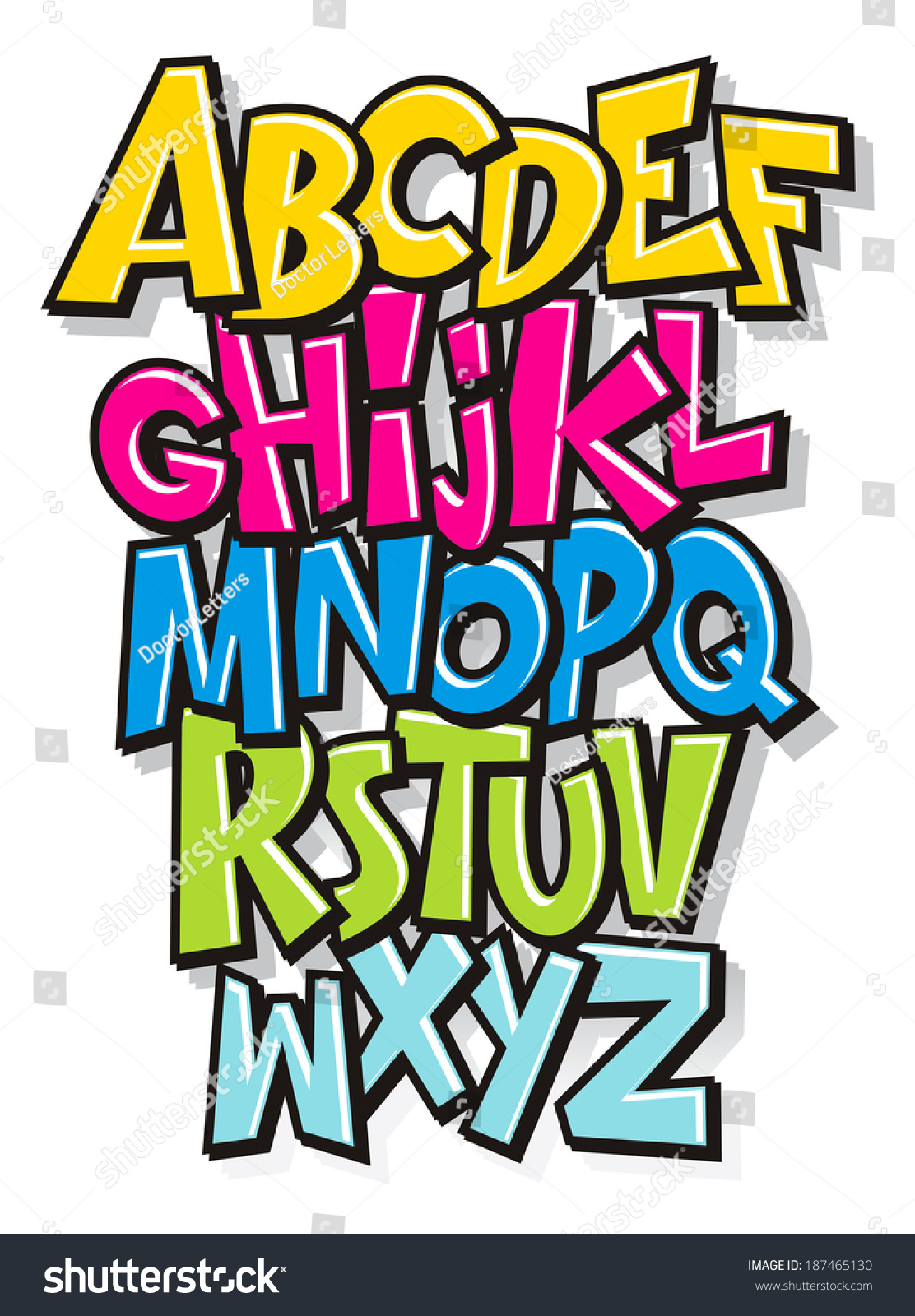 Cartoon comic doodle font alphabet. Vector - Royalty Free Stock Vector ...