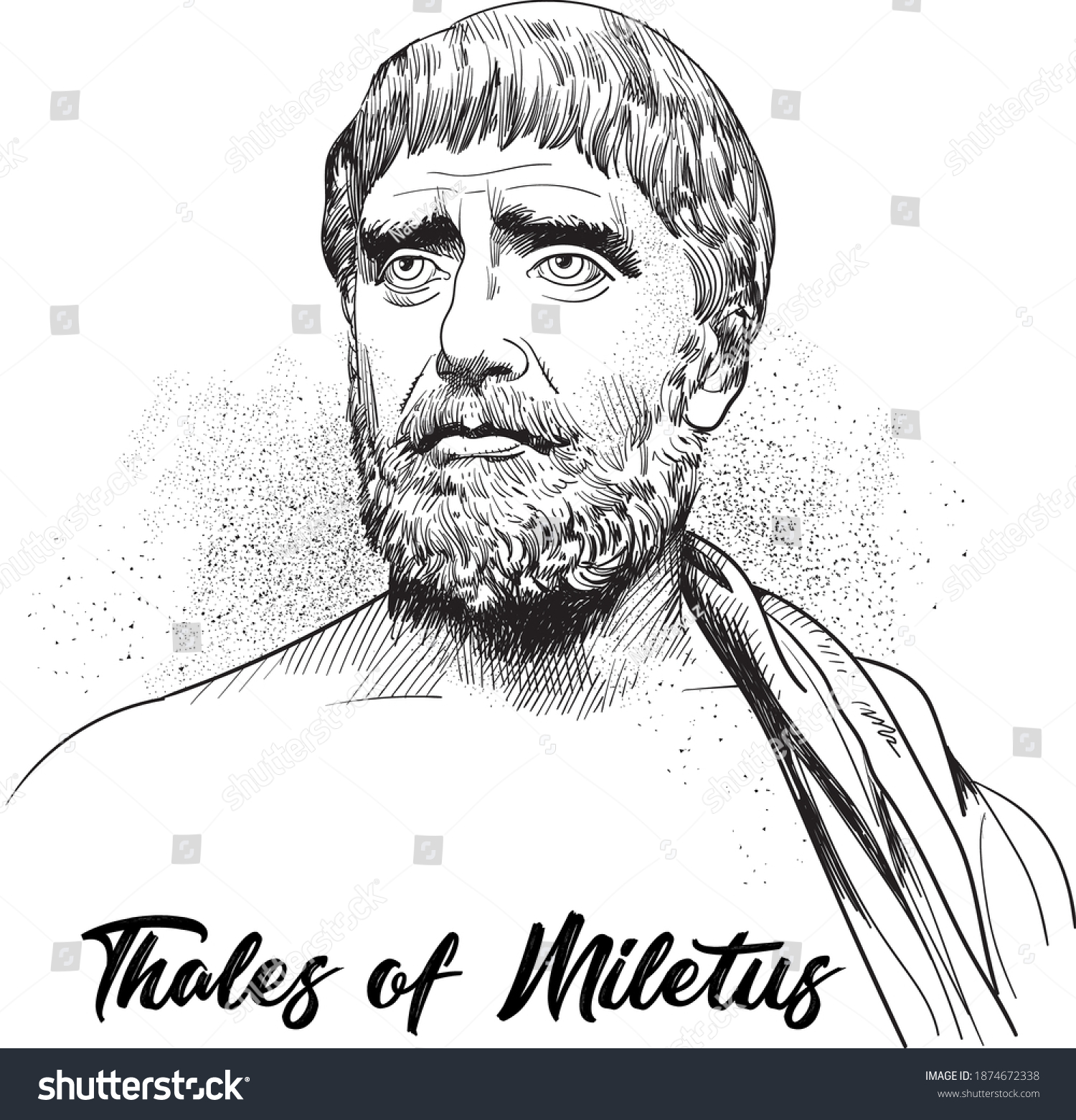 Thales Of Miletus Line Art Portrait. Pre - Royalty Free Stock Vector ...