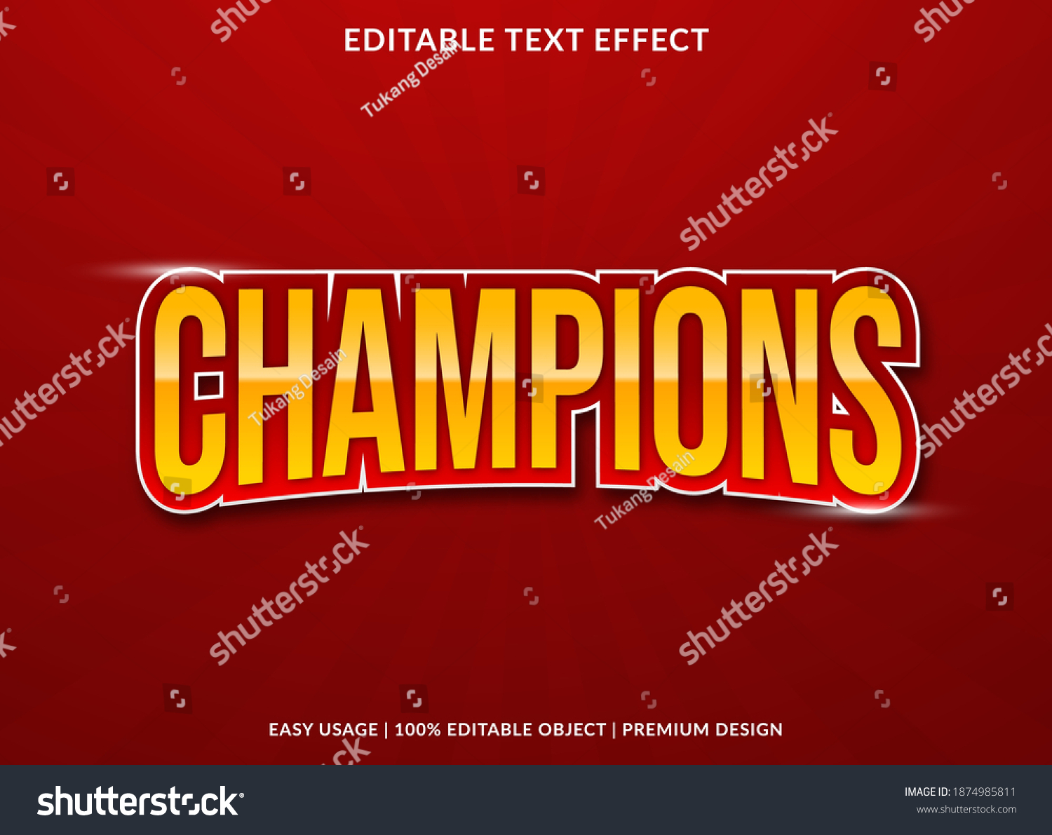 champions text effect with bold style use for business brand and logo  #1874985811