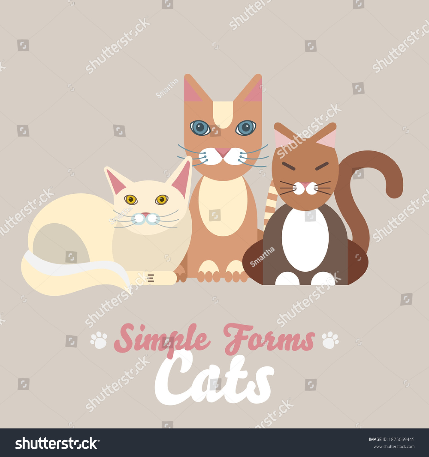 Flat cats isolated vector set. Cartoon - Royalty Free Stock Vector ...