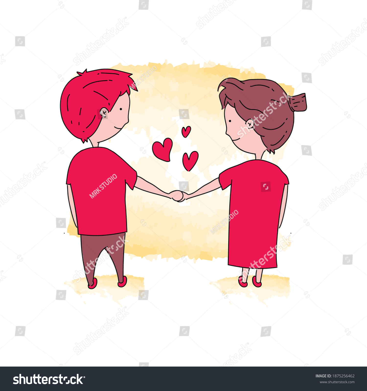 Illustration cartoon couple holding hands design - Royalty Free Stock ...