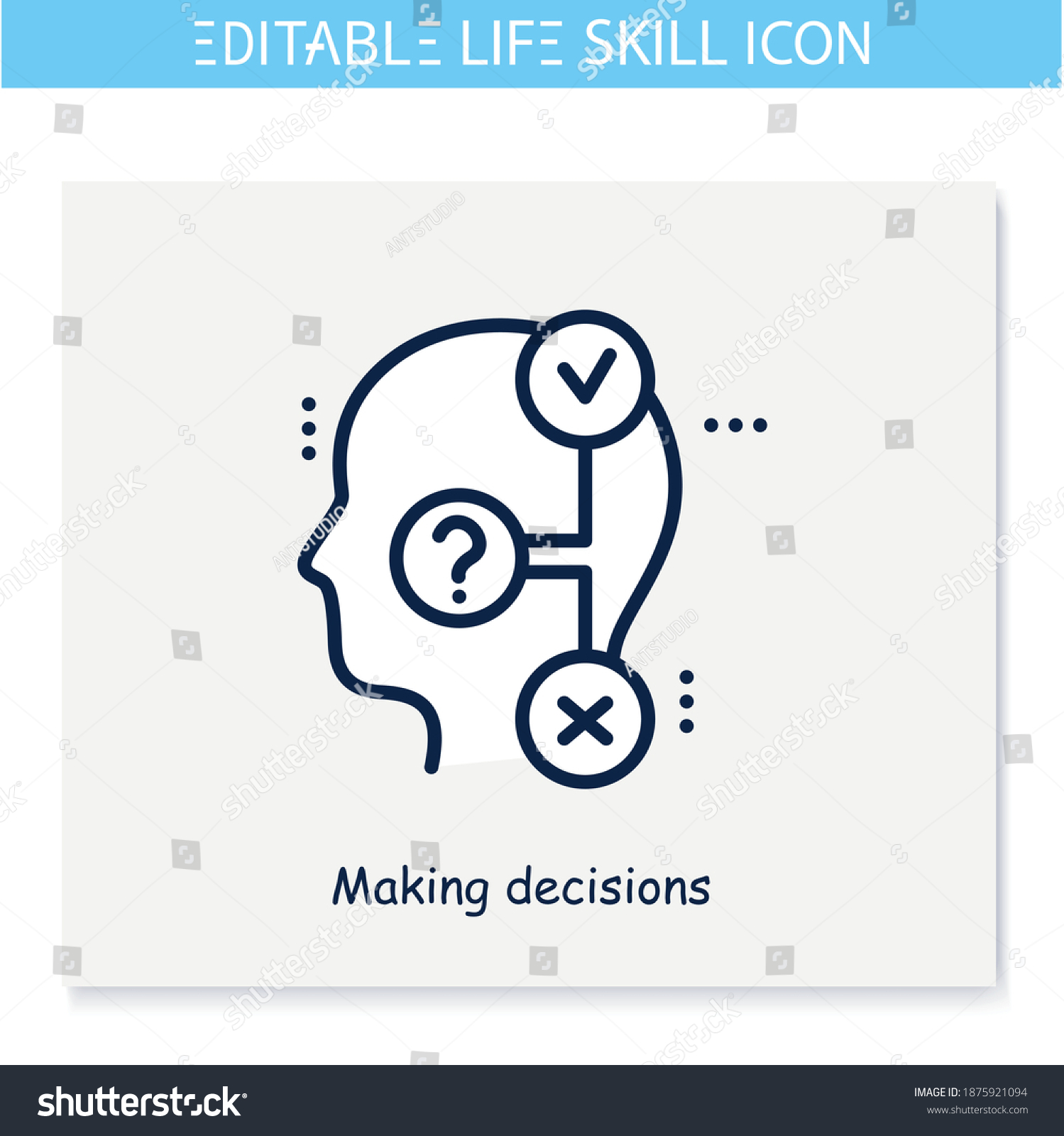 Decisions making line icon. Responsibility. Personality strengths and characteristics.Soft skills concept. Human resources management. Self improvement. Isolated vector illustration. Editable stroke  #1875921094