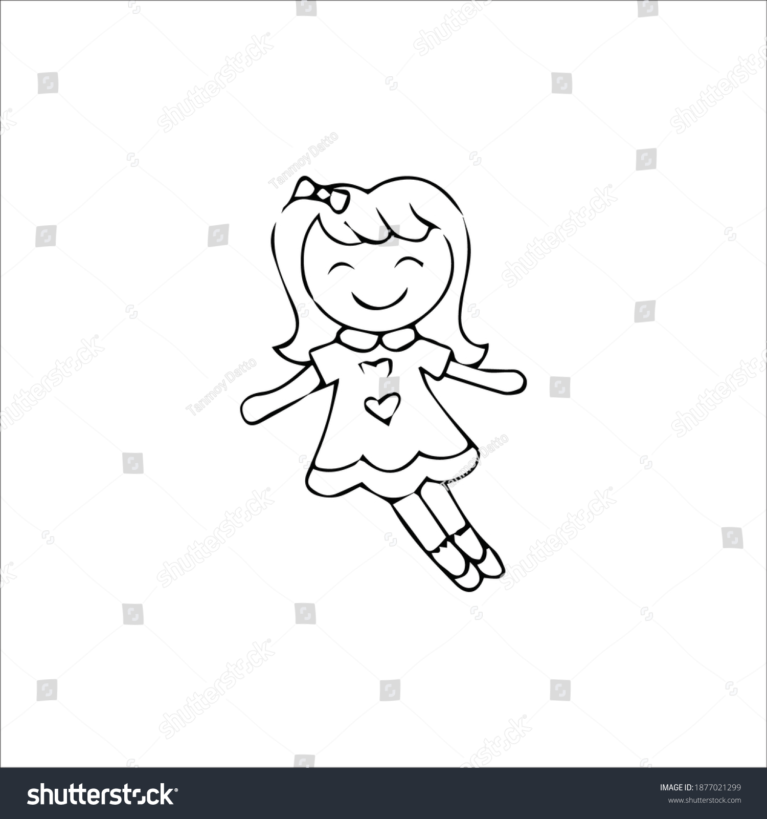 Color page Doll line art - Royalty Free Stock Vector 1877021299 ...