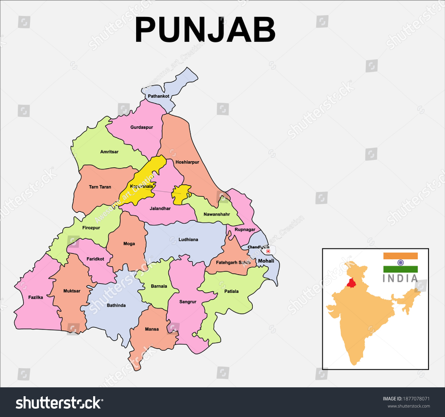 punjab-map-political-and-administrative-map-of-royalty-free-stock