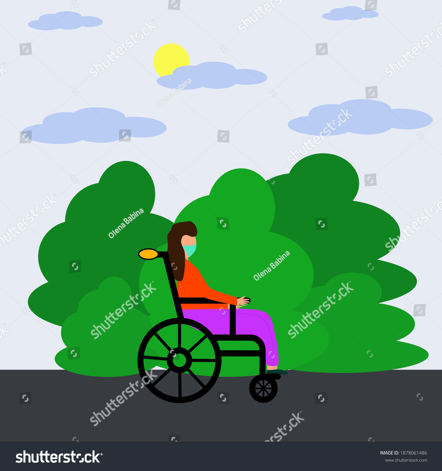 Color Drawing Of A Man In A Wheelchair Royalty Free Stock Vector Avopix 1878061486